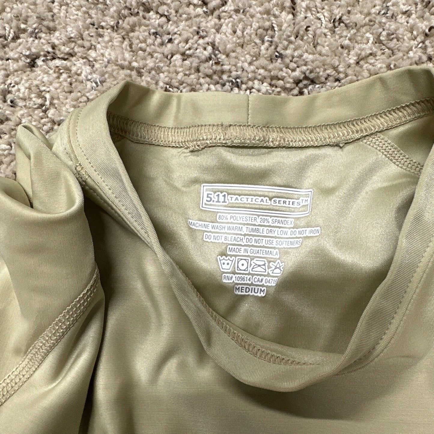 Men’s Military Tan 5.11 Tactical Series Medium 20% Spandex muscle shirt