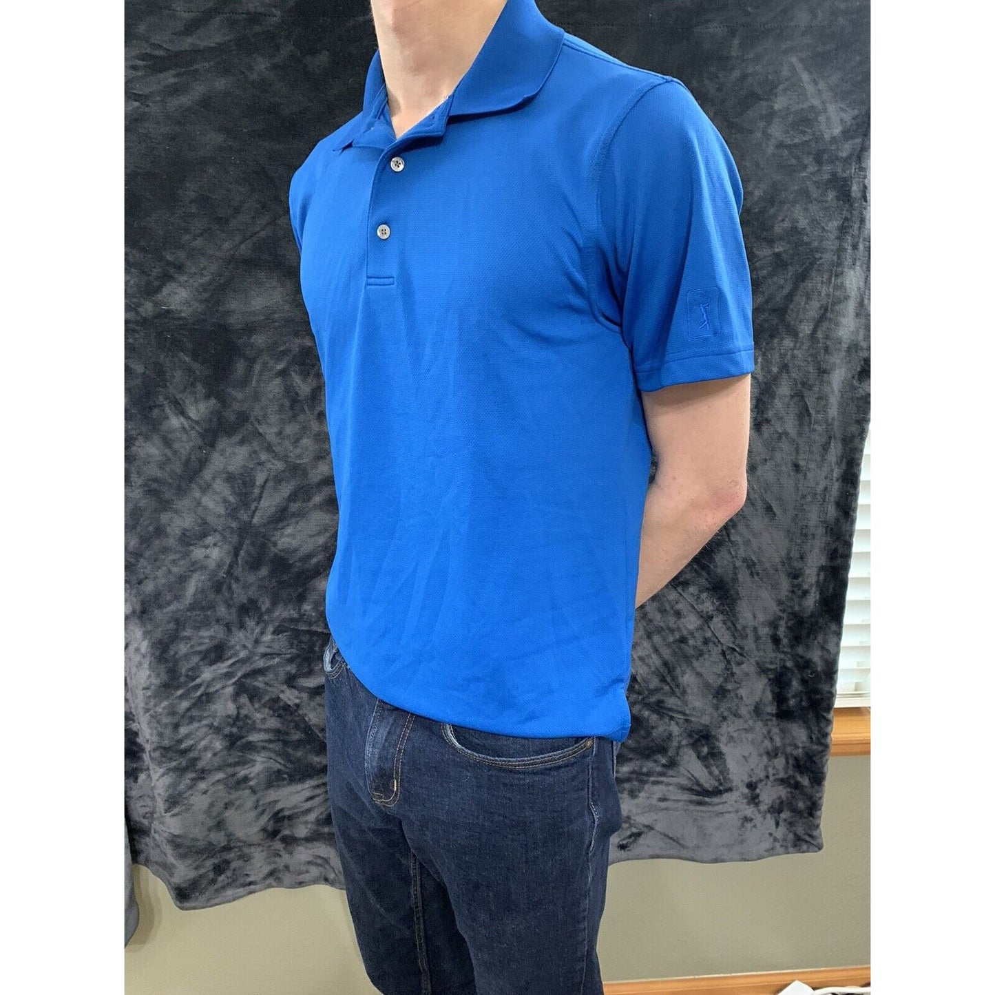 PGA Tour Airflux Men's Royal Blue Polyester Golf Polo Shirt MEDIUM