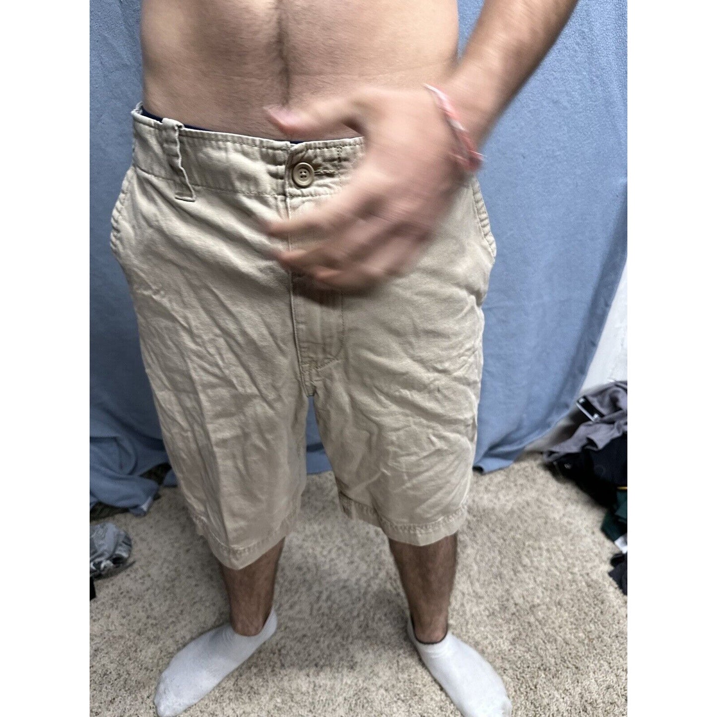 Men’s Khaki Gap Rugged Short Flat Front Shorts Size 36