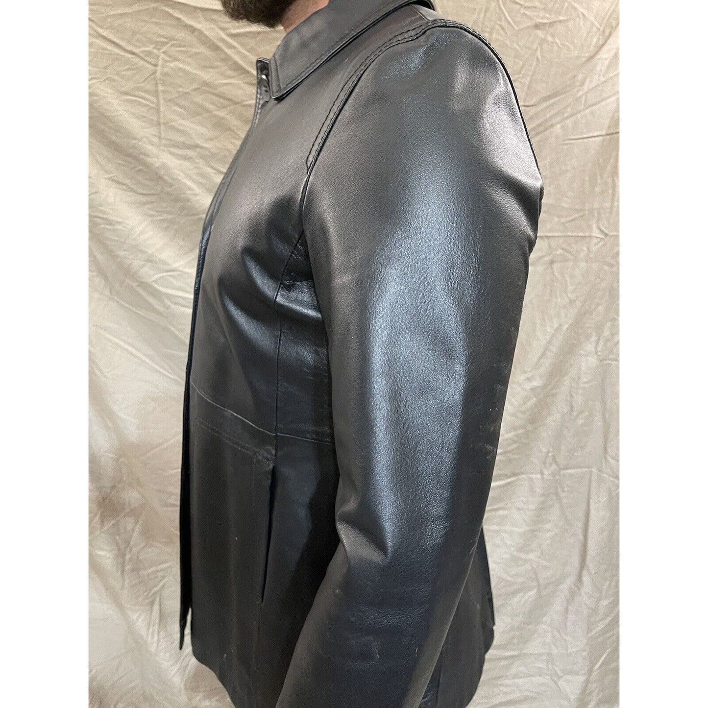 Madison & Max Genuine Leather Coat Size Large Black