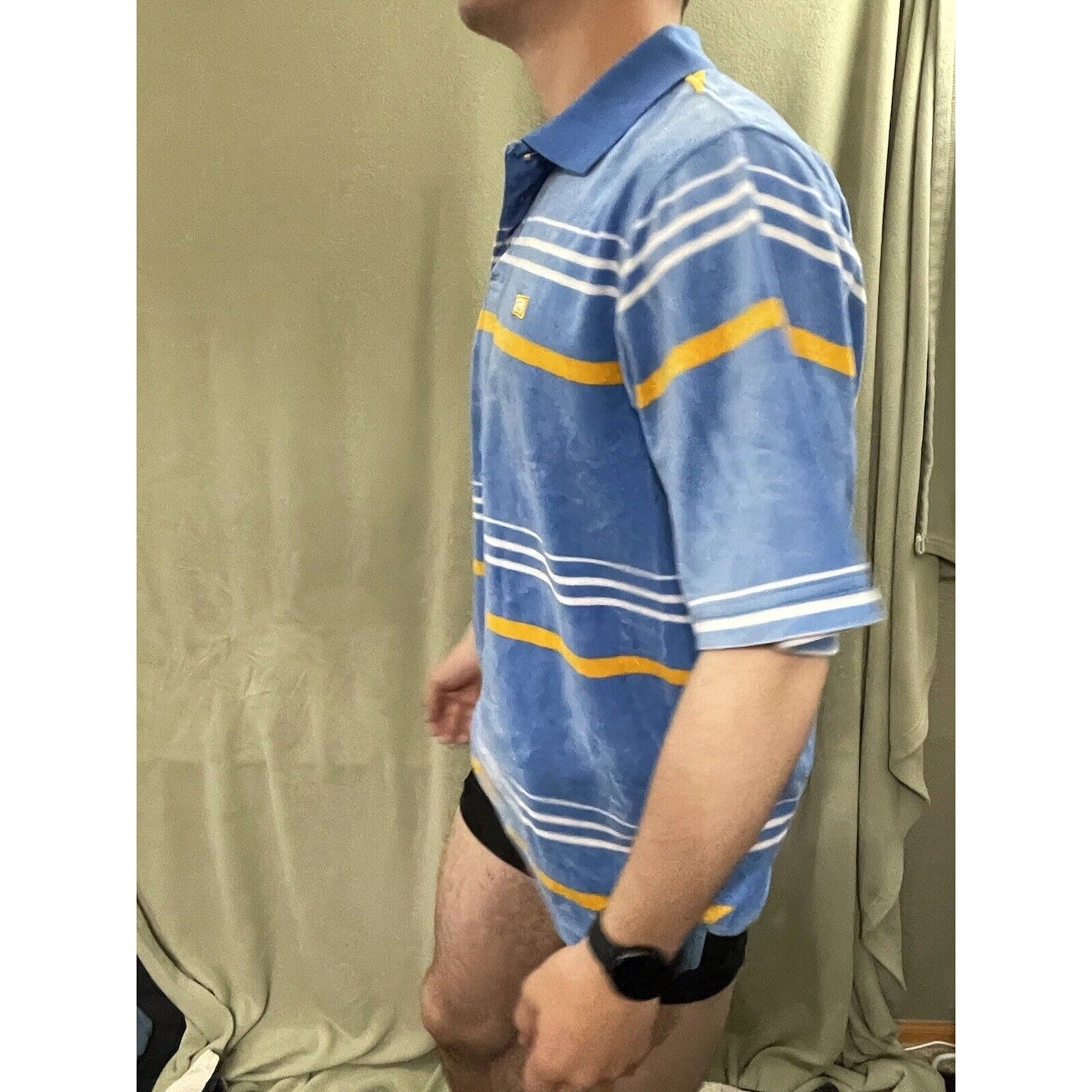 Men’s Medium Ecko Unltd Striped Blue Polo Shirt Very Soft Feel