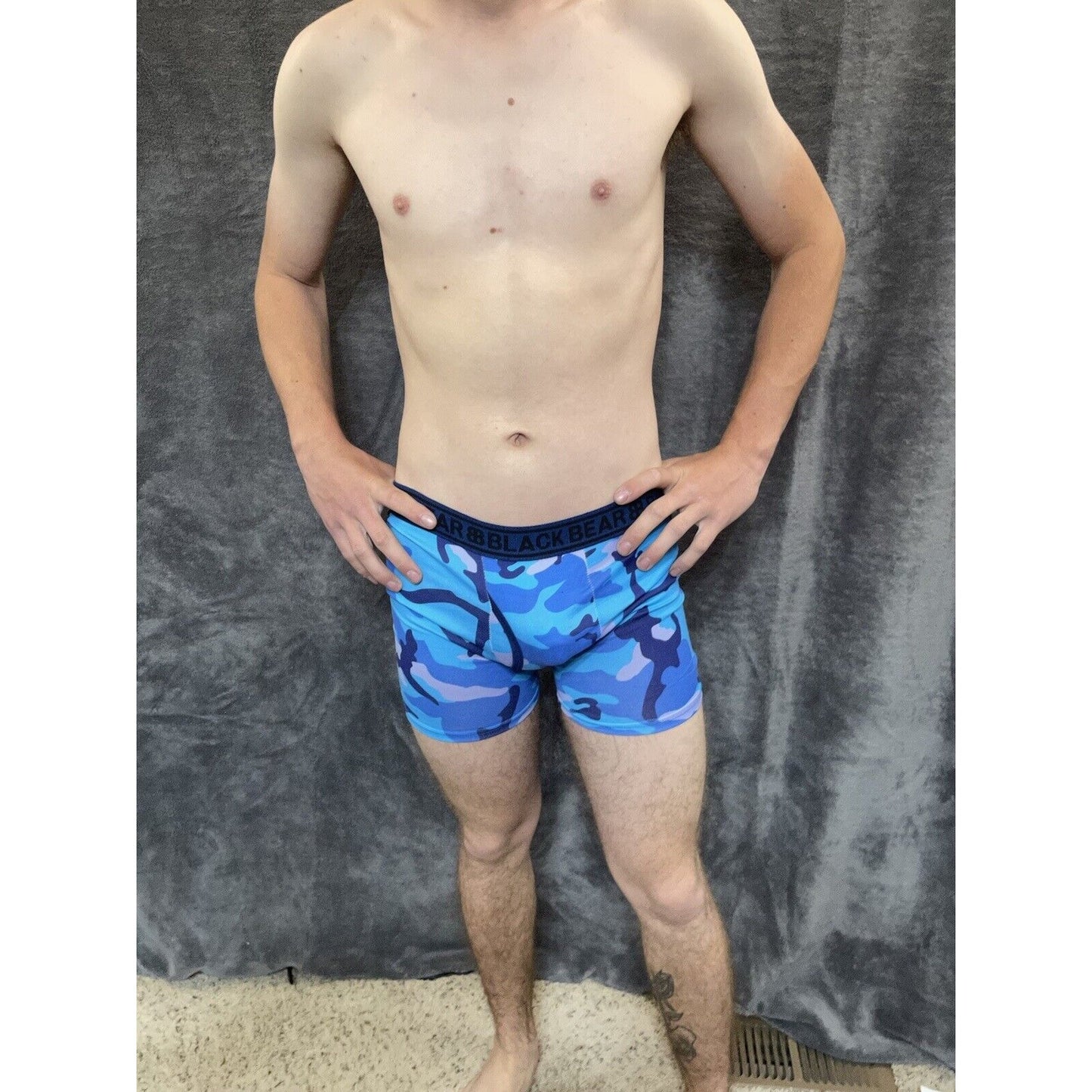 men's medium athletic trunk style black bear boxer brief Blue Camo