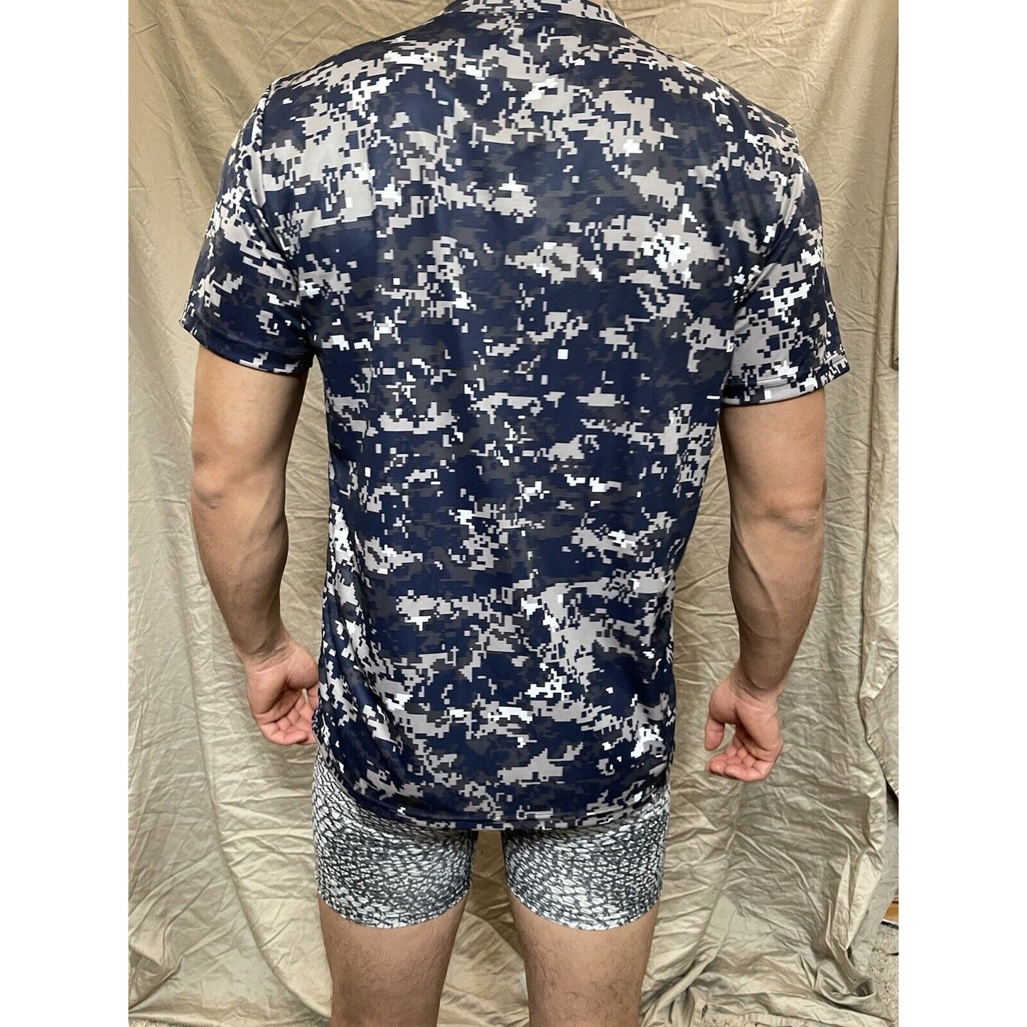 Boy's Youth Large Digi Camo Alleson Athletic Blue Compression Workout Shirt