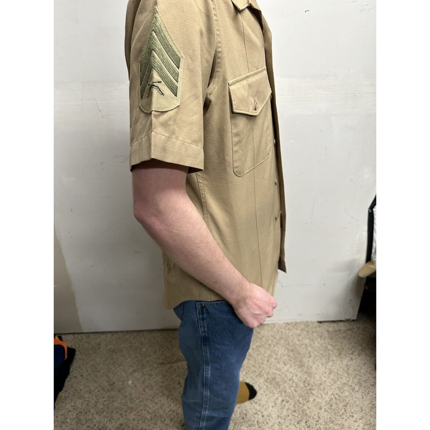 usmc marines defense logistics 15 1/2 short sleeve dress shirt e-5 sergeant rank