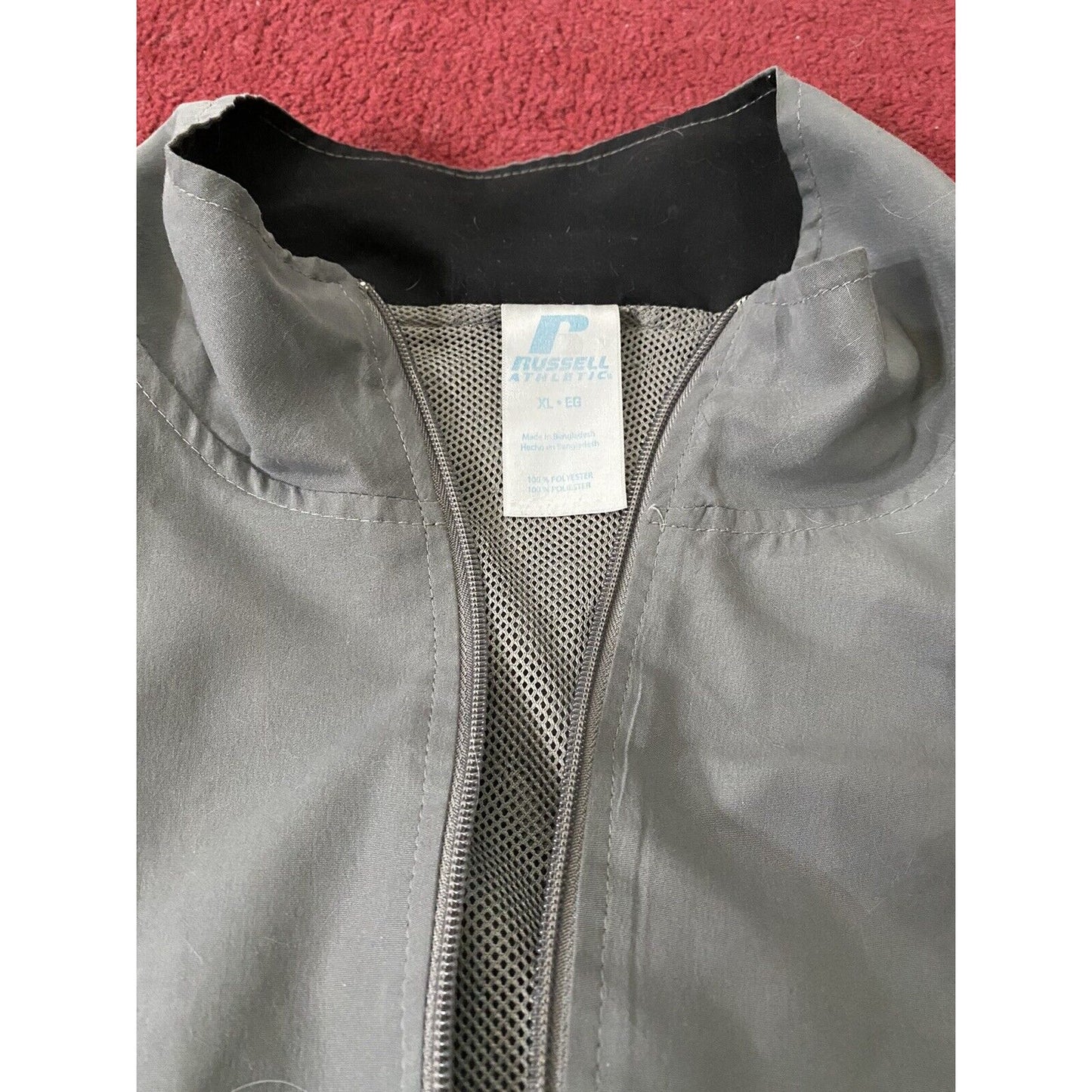 Russell Athletic Gray Windbreaker Full-Zip Jacket Men Size XL Polyester