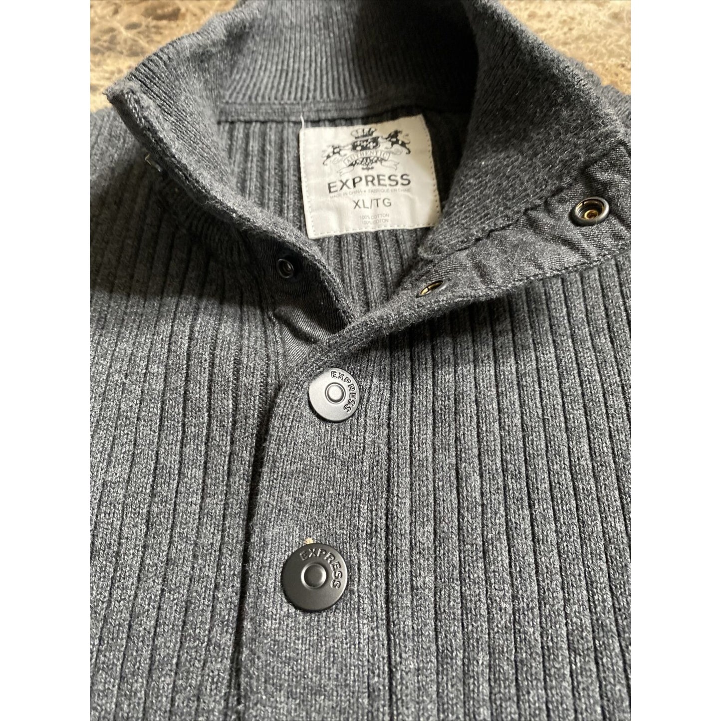 Express Men's XL Gray Cable Knit Pullover Cotton Sweater