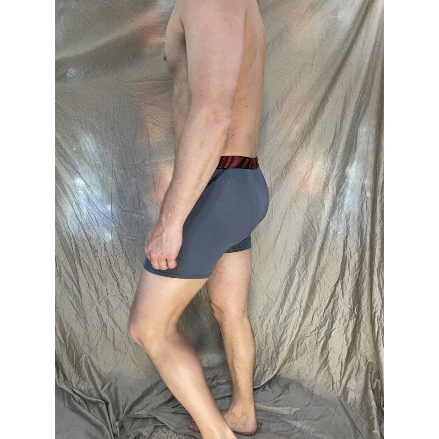 men's Gray With Red Band adidas aeroready black compression boxer briefs medium