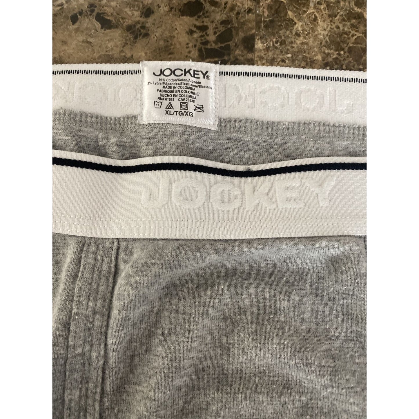 Jockey Men’s XL Light Gray White Band Cotton Stretch Boxer Briefs Underwear NEW