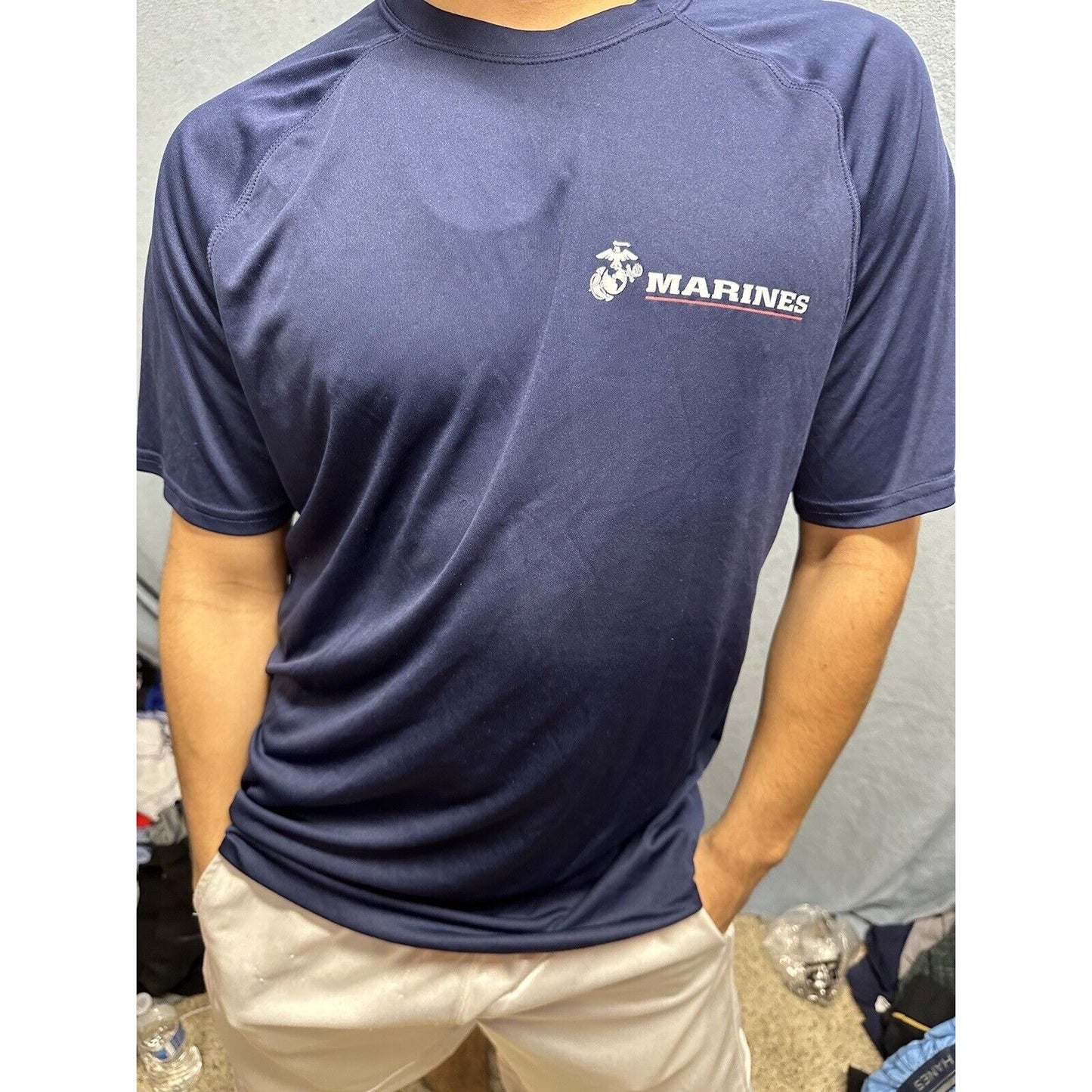 Men’s Athletic Dark Blue Large Marines Compression Tshirt