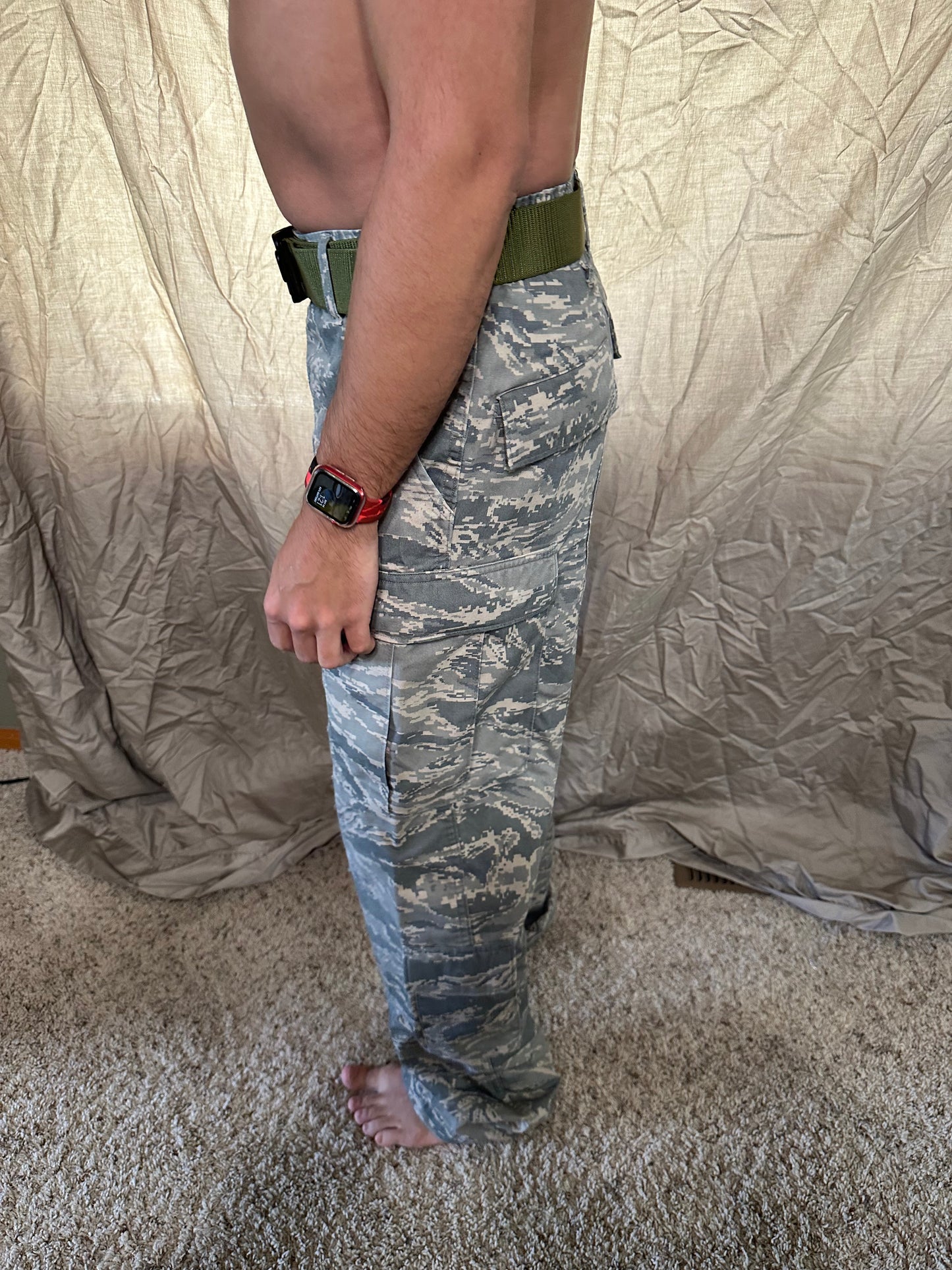 Men’s 30R Abu airman battle uniform USAF civil air patrol pants with olive green belt included