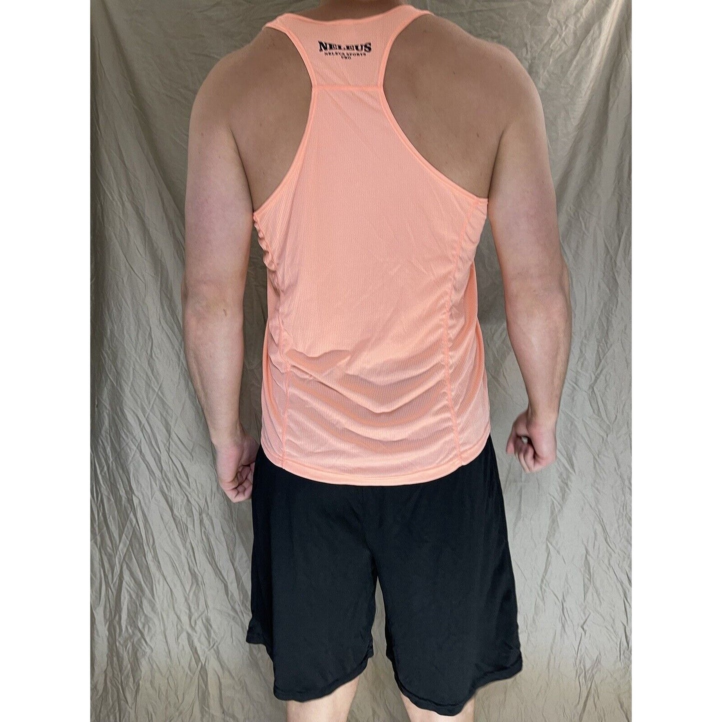 men's medium coral neleus sports pro muscle tank shirt