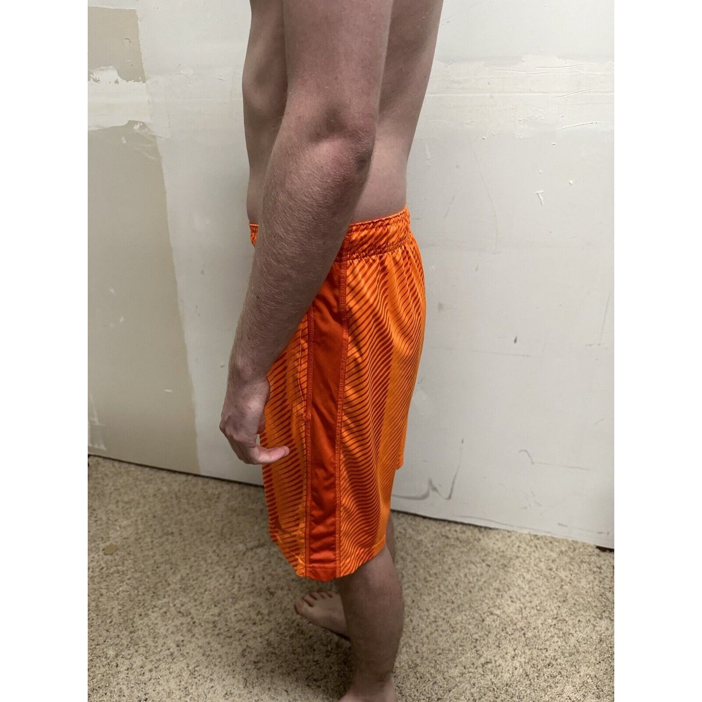 men’s nike dri-fit small neon orange shorts
