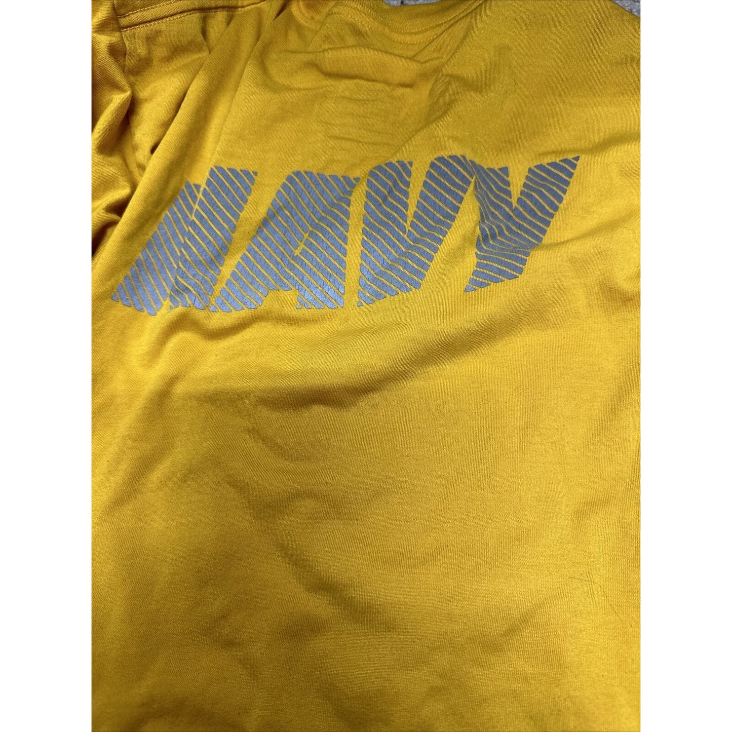 Men’s US Navy Small Yellow PT Physical Fitness Uniform Shirt Short Sleeves