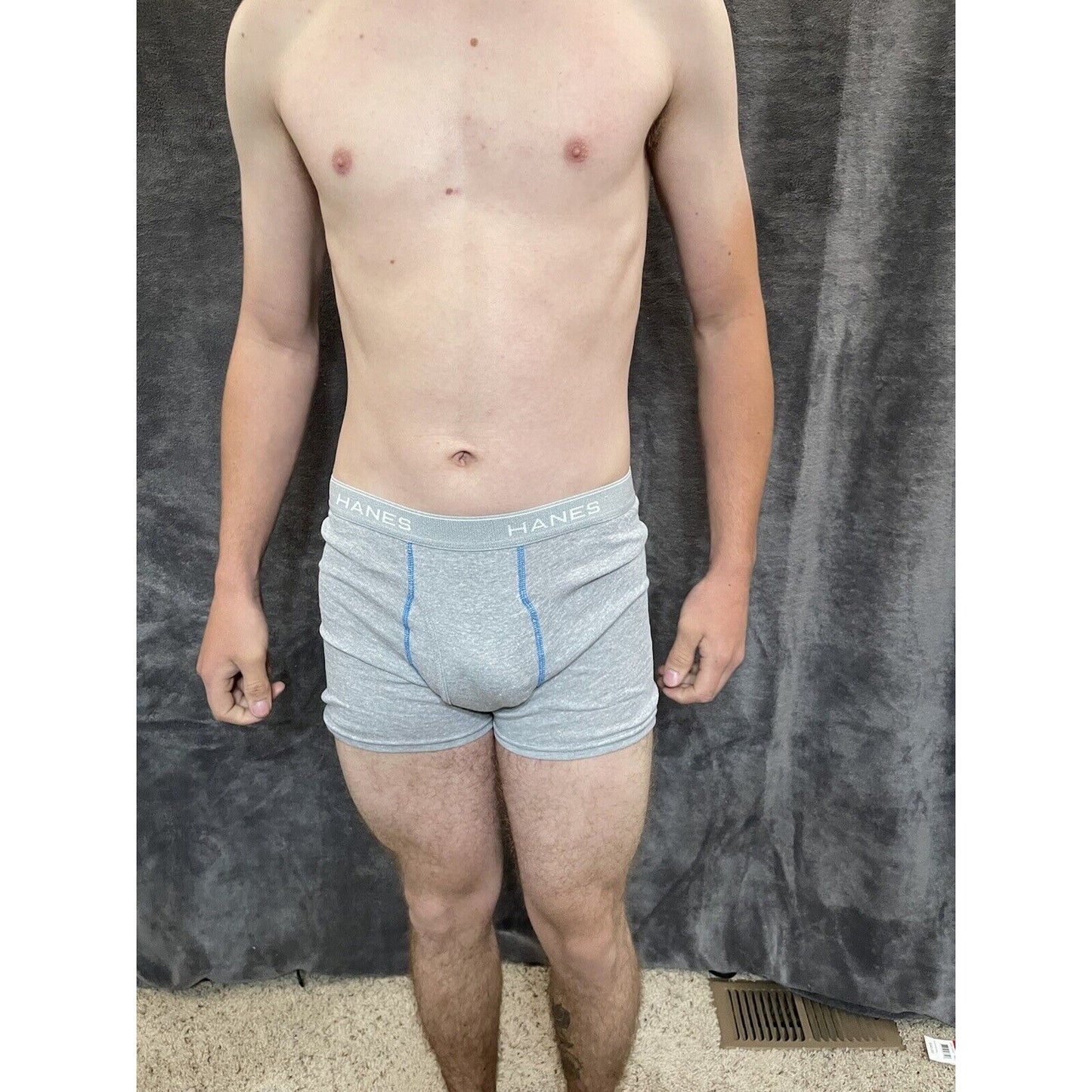 boy's Hanes youth XL Gray With Aqua boxer brief