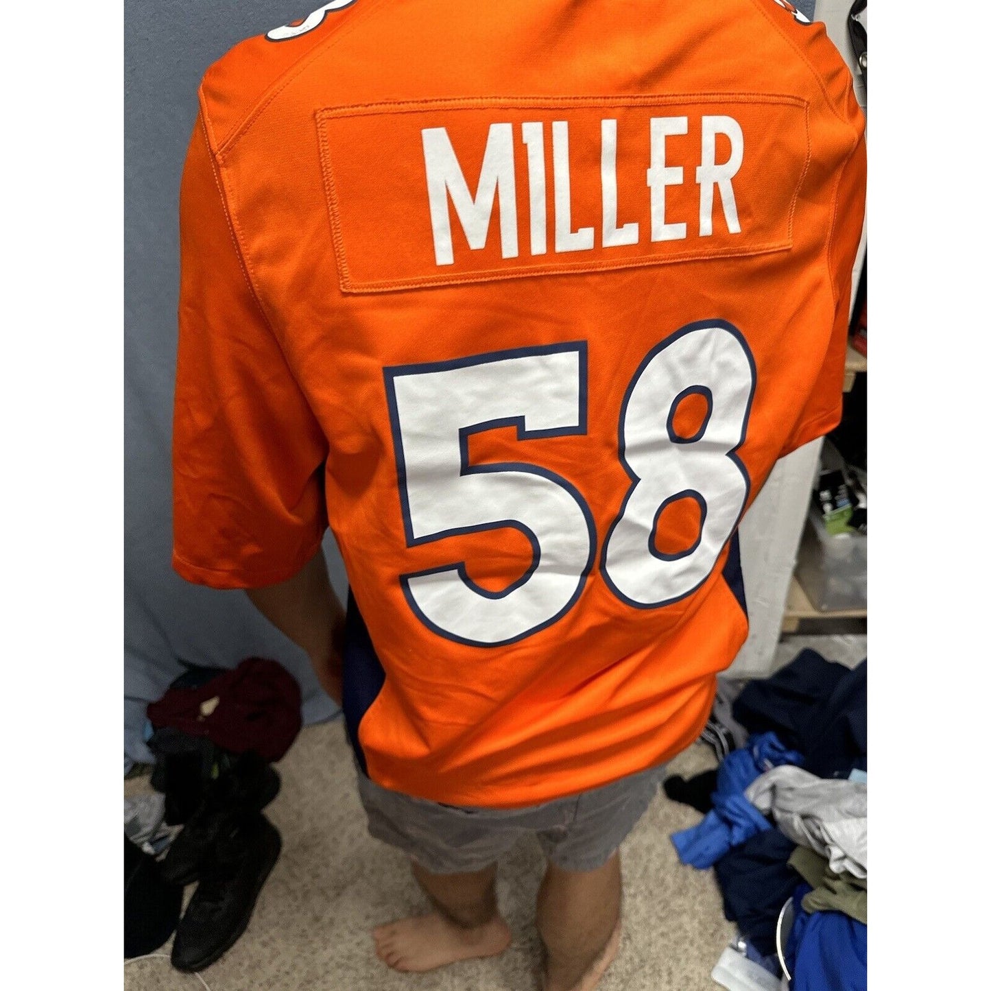 Men’s Denver Broncos Orange NFL Medium On Field Nike Football Jersey #58 Miller