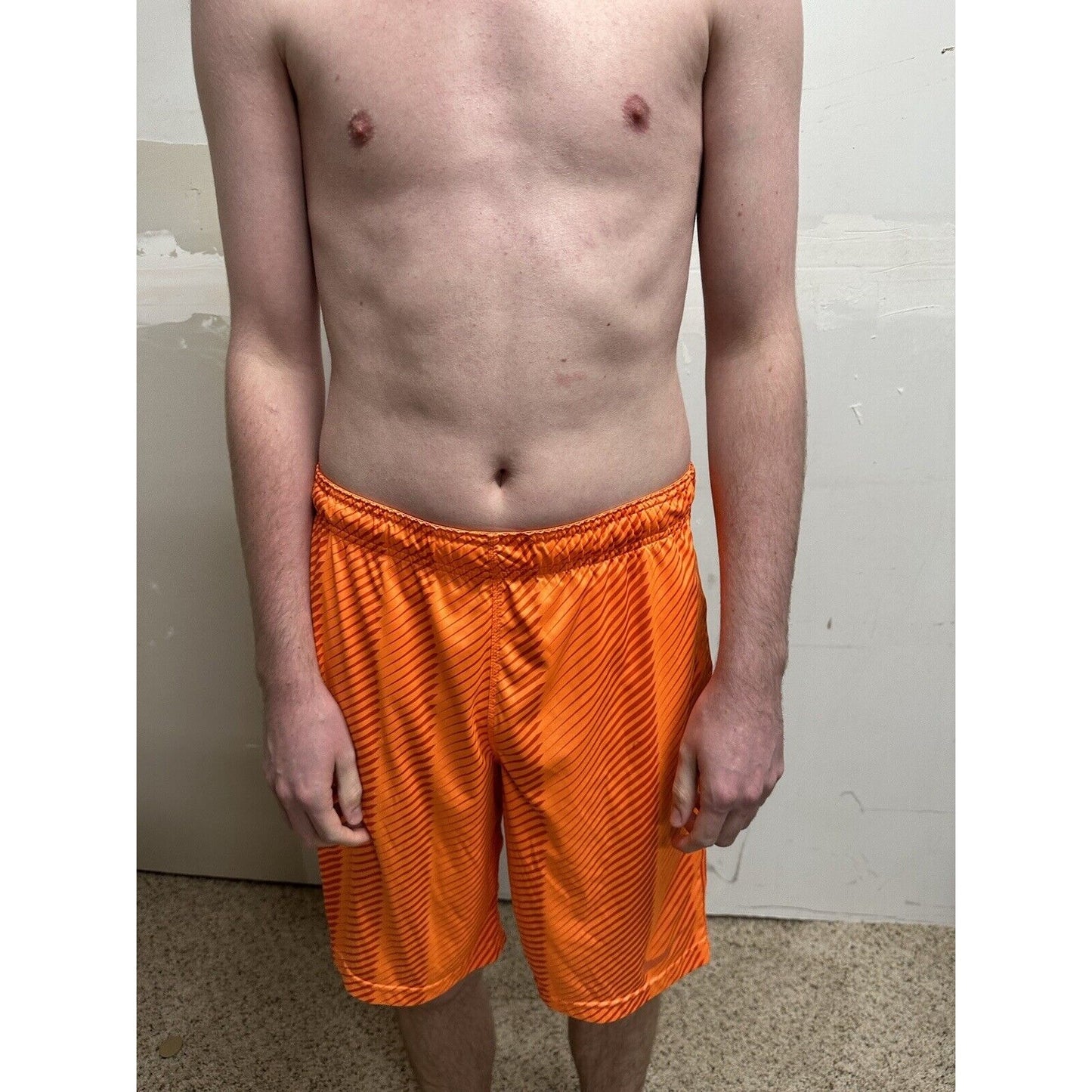 men’s nike dri-fit small neon orange shorts
