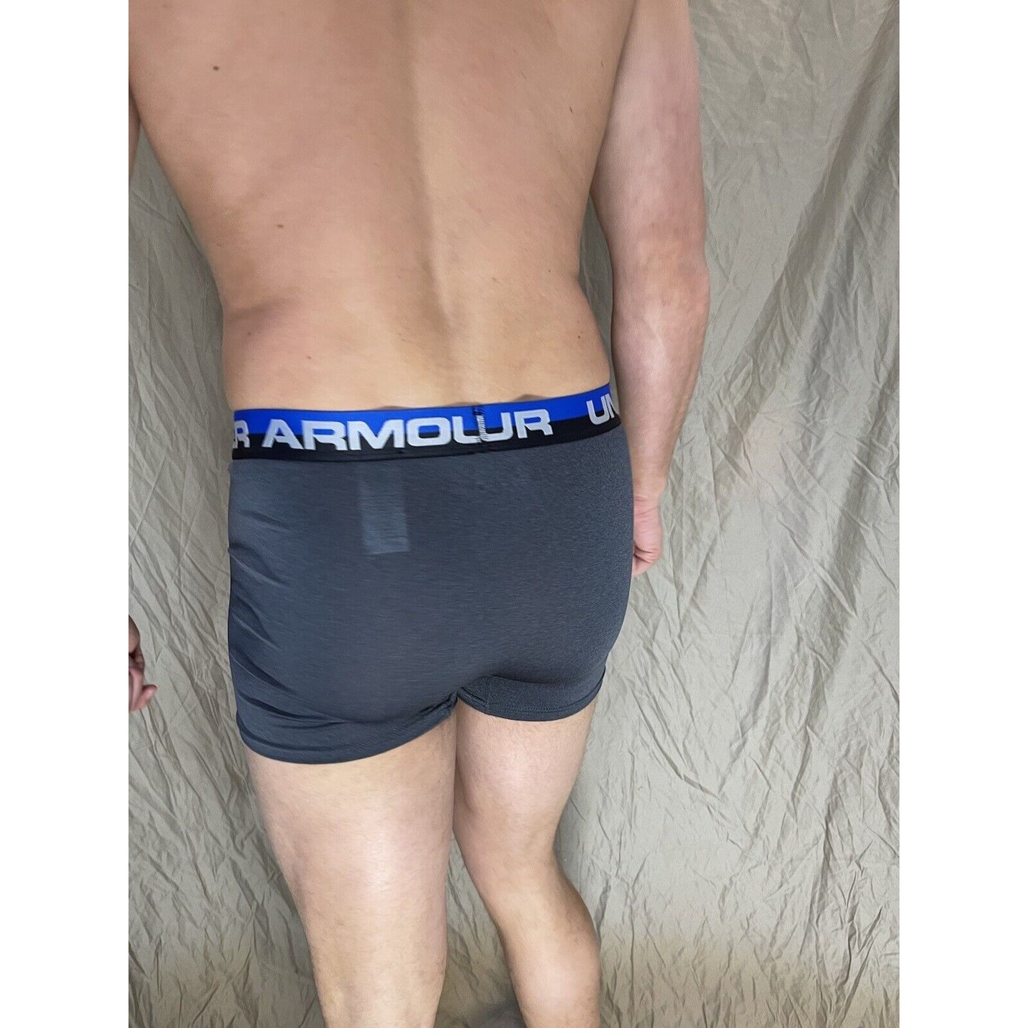 boys youth xl under armour boxerjock Gray with black and Blue band