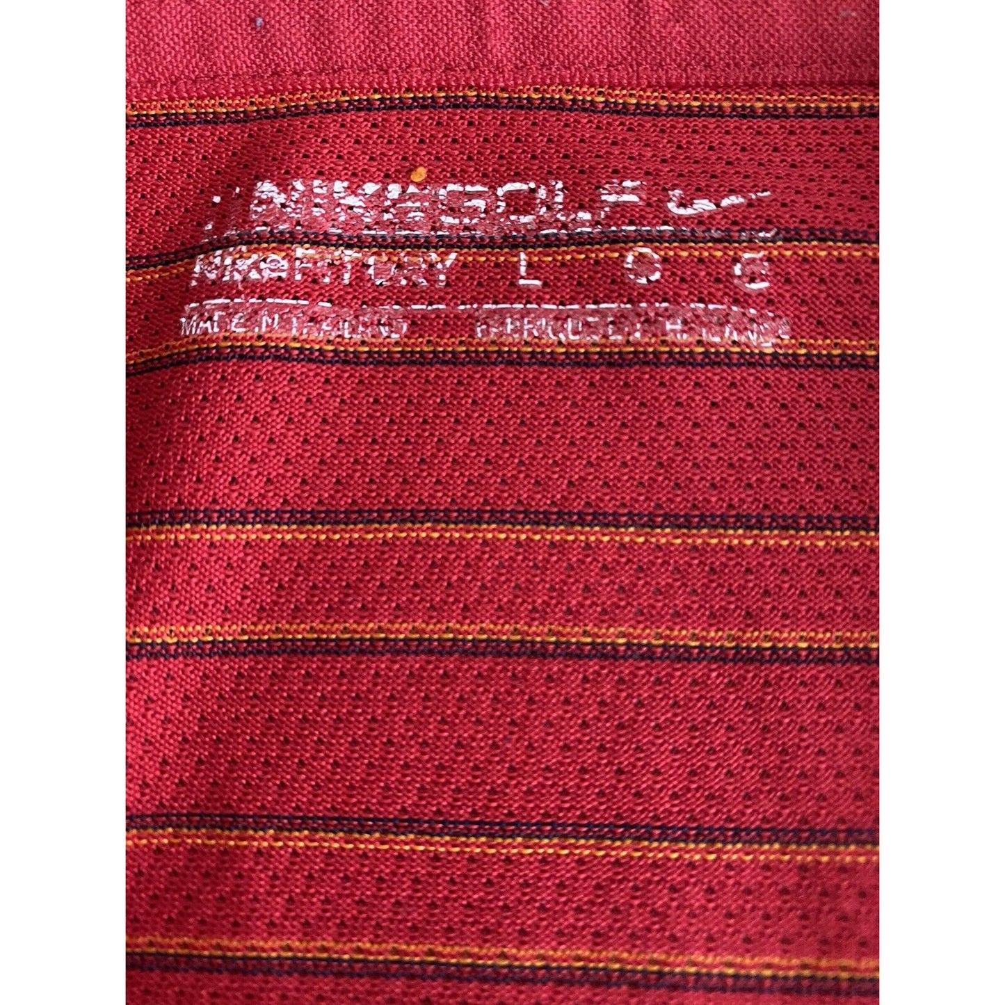 NIKE GOLF Fit-Dry Red Stripes Men’s Large Polyester Polo Shirt