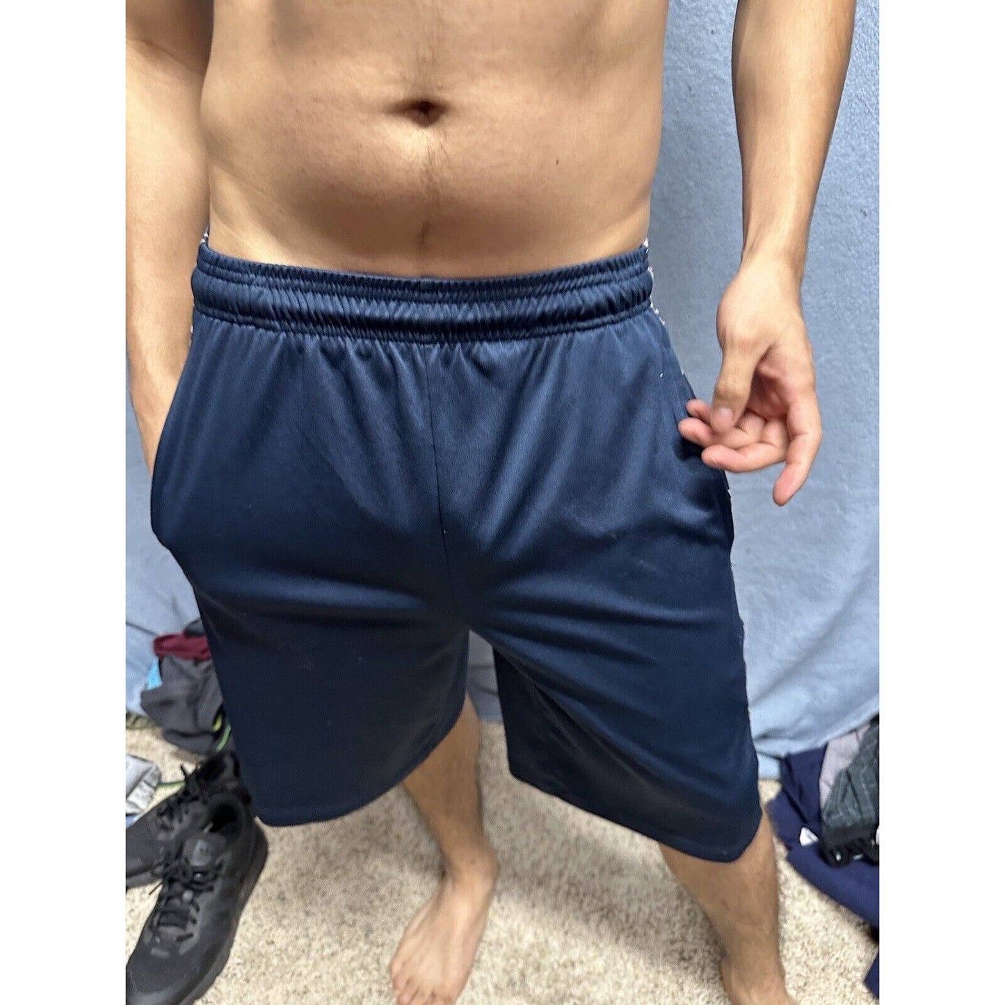 Men’s Badger Sport Small Dark Blue Camo Athletic Shorts With Pockets