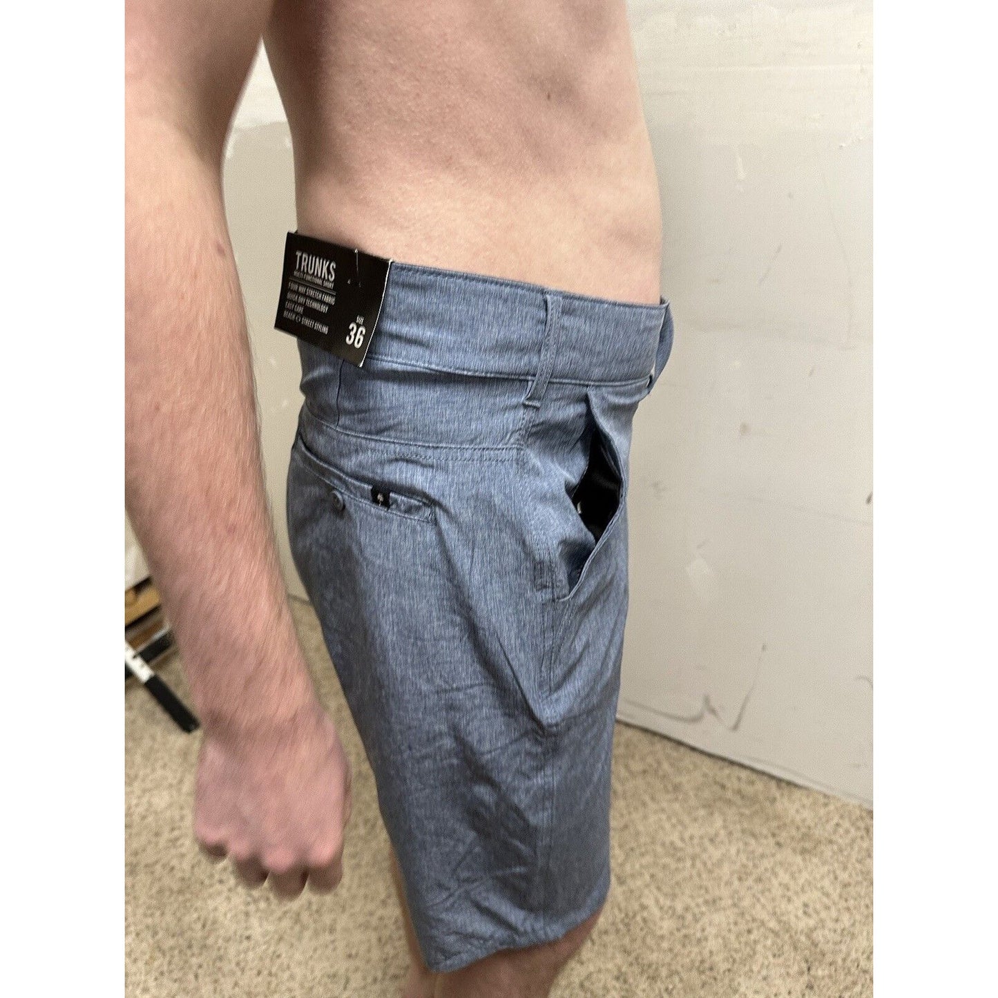 men’s trunks multi-functional size 36 gray blue shorts