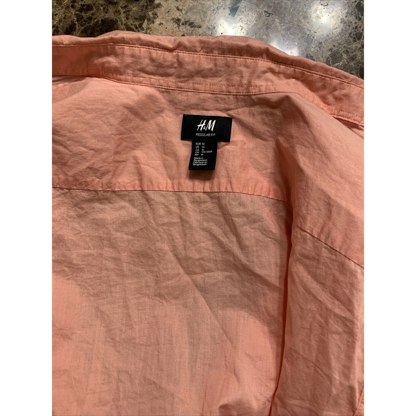 H&M Men Short Sleeve Button Shirt Casual Top Size Medium Regular Fit - Salmon