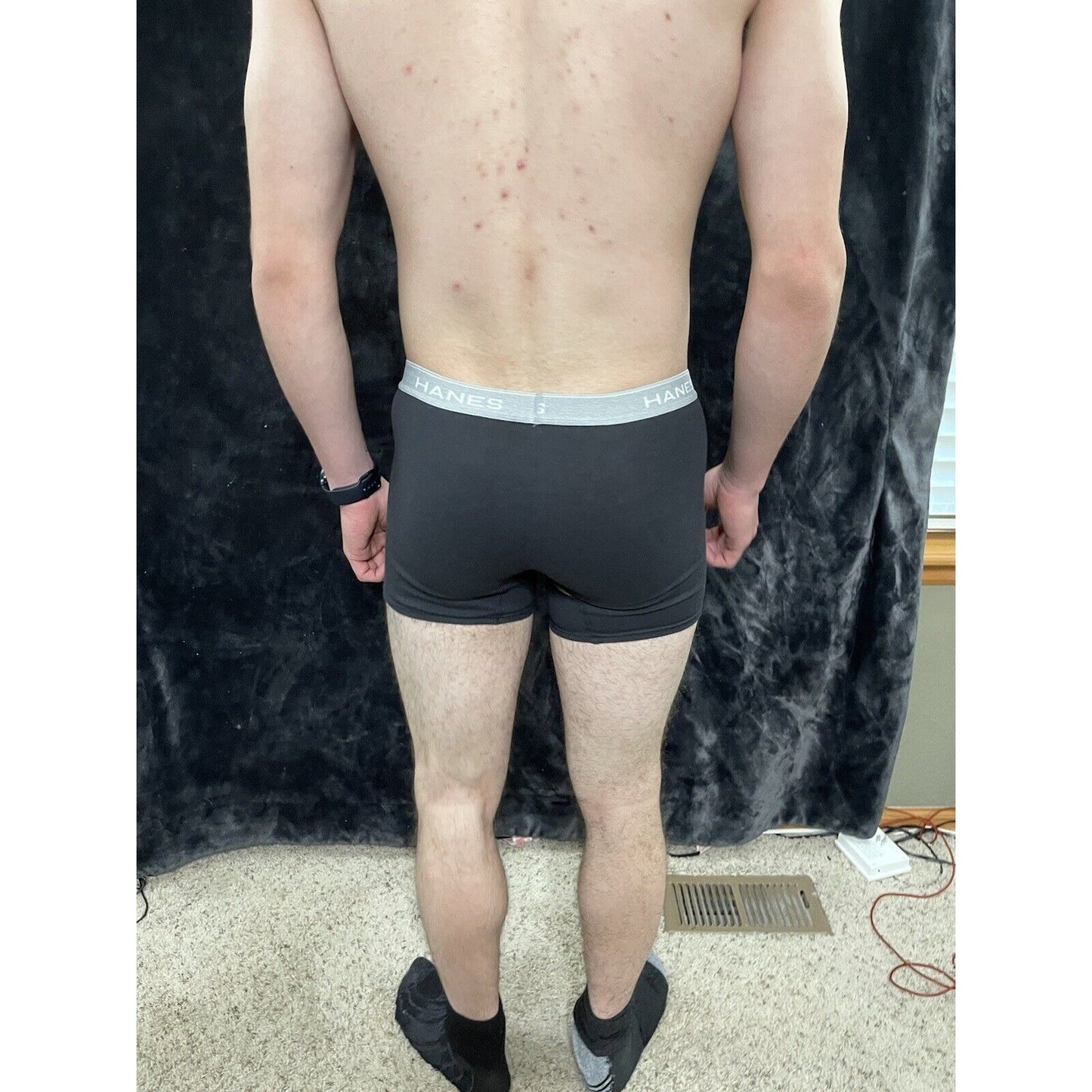 Boy’s Hanes Large Blue Boxer Briefs Black Band