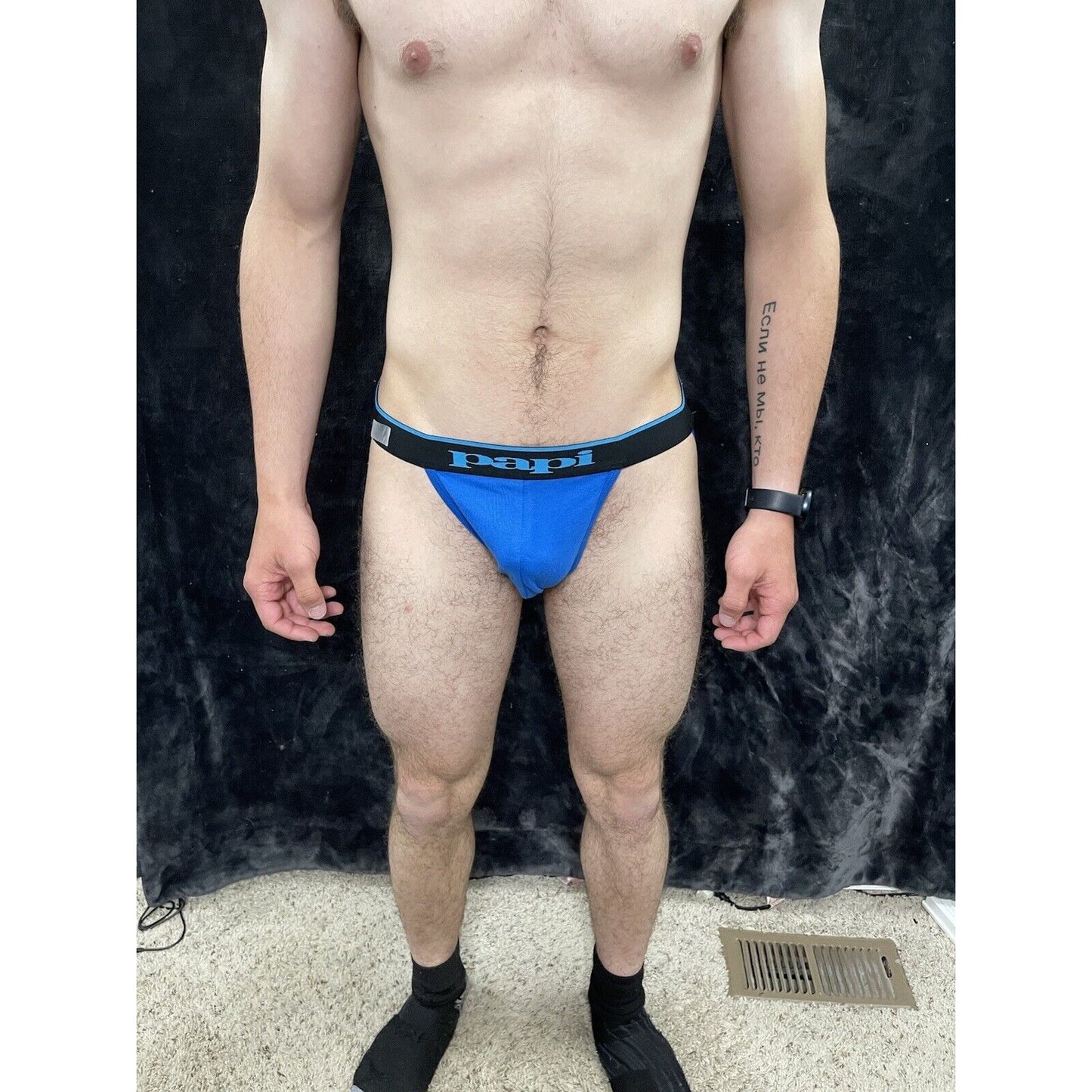 Men's Blue Pouch Papi Jockstrap Jock New And unworn Blue And Black Band small