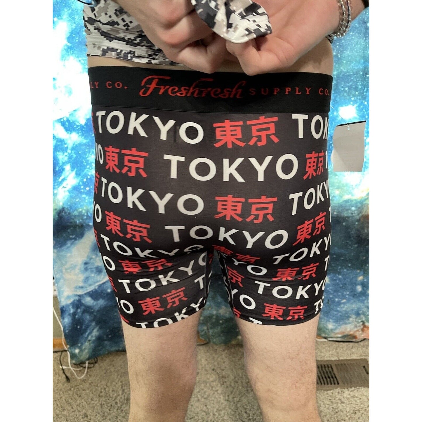 Men's Large Fresh Supply Tokyo white compression shorts