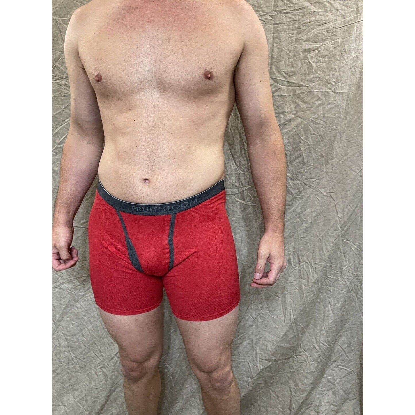 men's red fruit of the loom cotton boxer brief Small