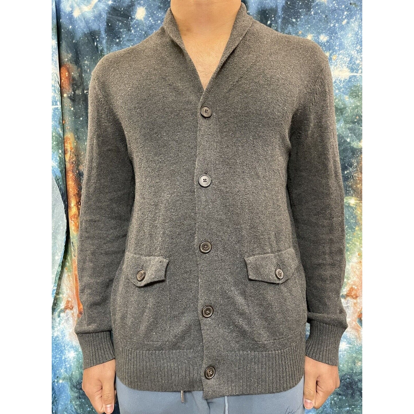 Men’s Banana Republic Medium Button up sweater long sleeve gray