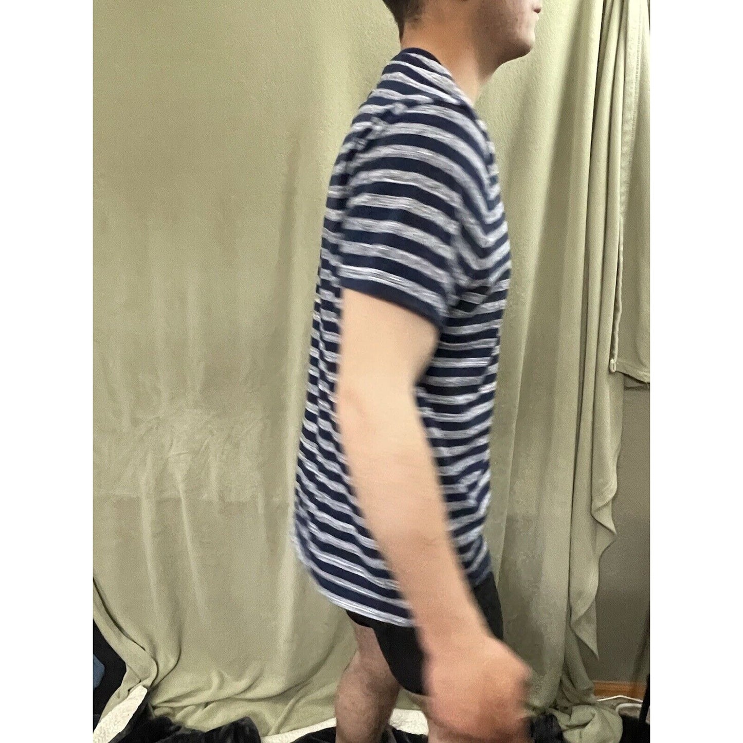 Vintage Calvin Klein Striped T-Shirt Blue White Navy Stripes Size Large