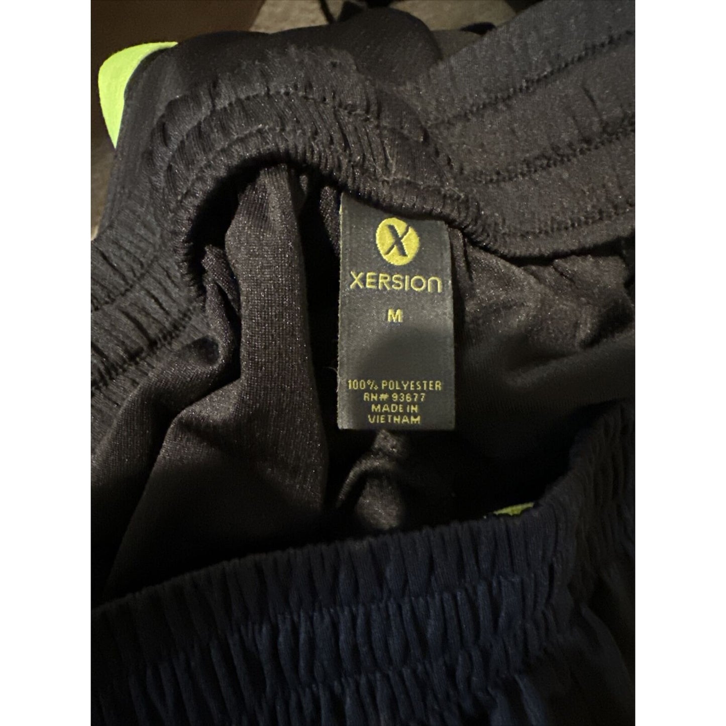Men’s Black And Neon Yellow Xersion Medium Athletic Shorts With Pockets