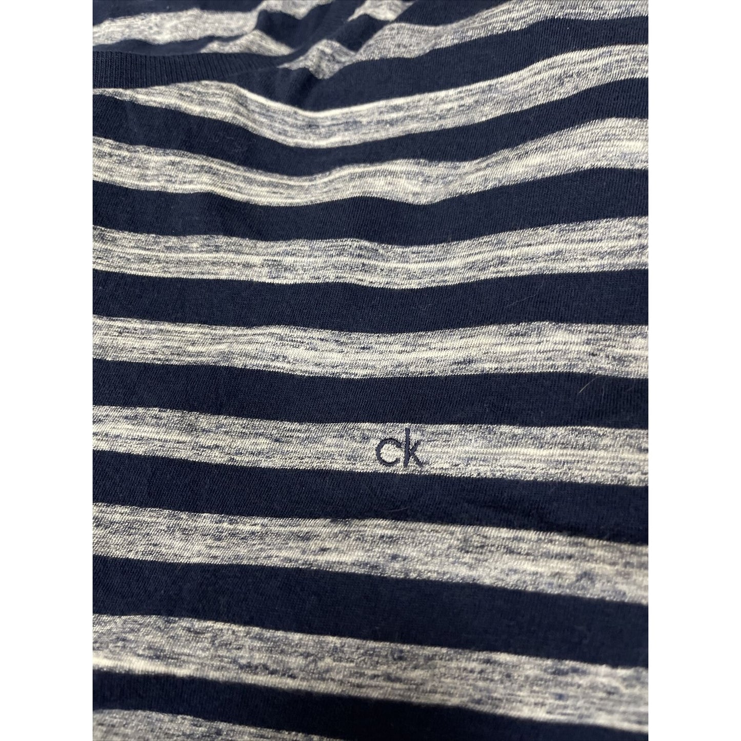 Vintage Calvin Klein Striped T-Shirt Blue White Navy Stripes Size Large