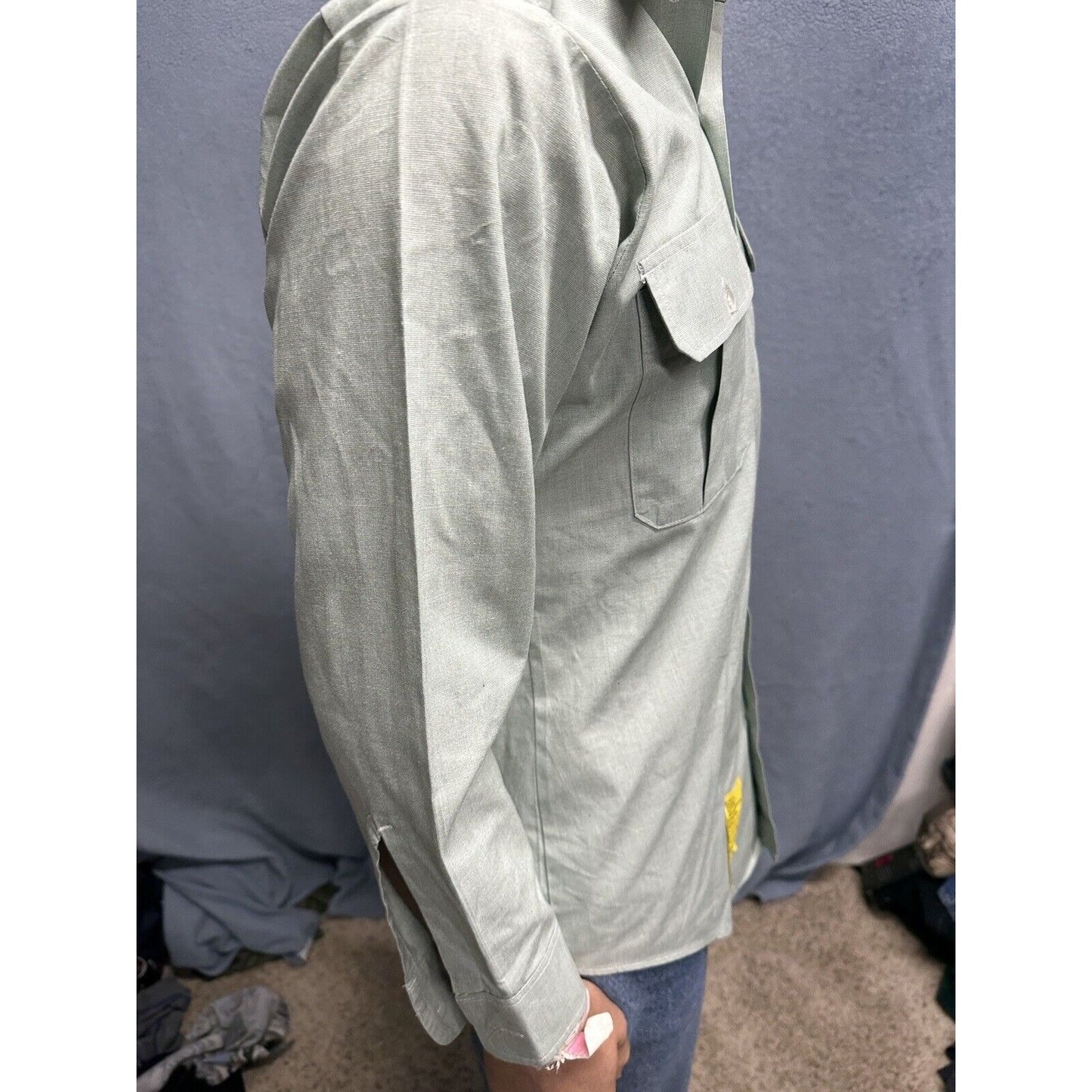 Men’s Army Green DSCP 14.5 X 30/31 Long Sleeve Button Up Uniform Dress Shirt