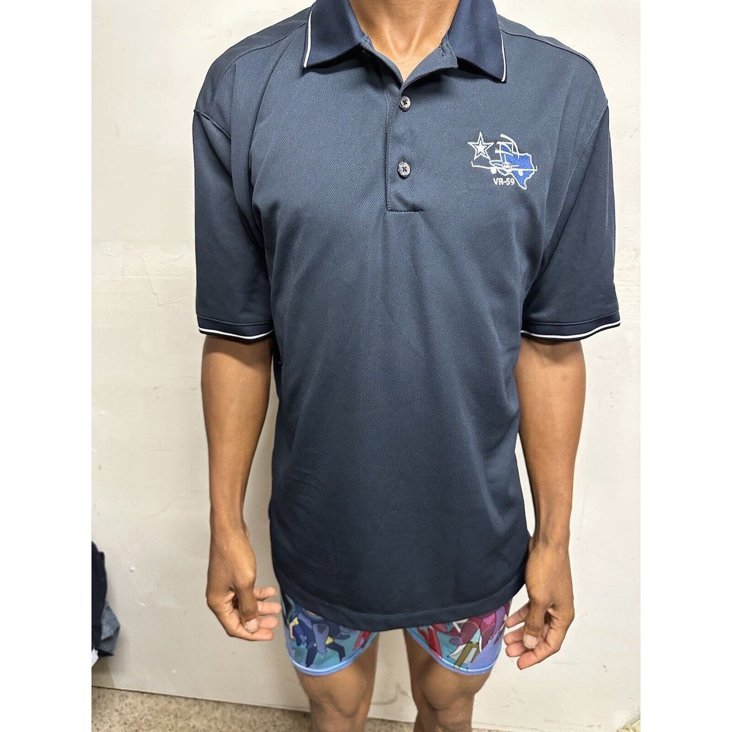 Men’s Dark Blue Nike Golf Large Polo Shirt VR-59 Texas Flying Plane