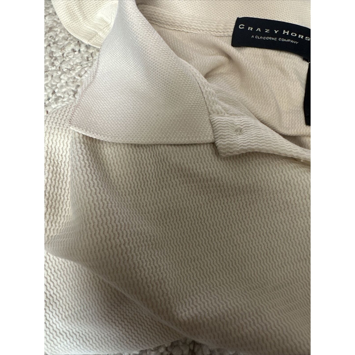 Men’s Large Cream Colored Crazy Horse Short Sleeve Polo Shirt