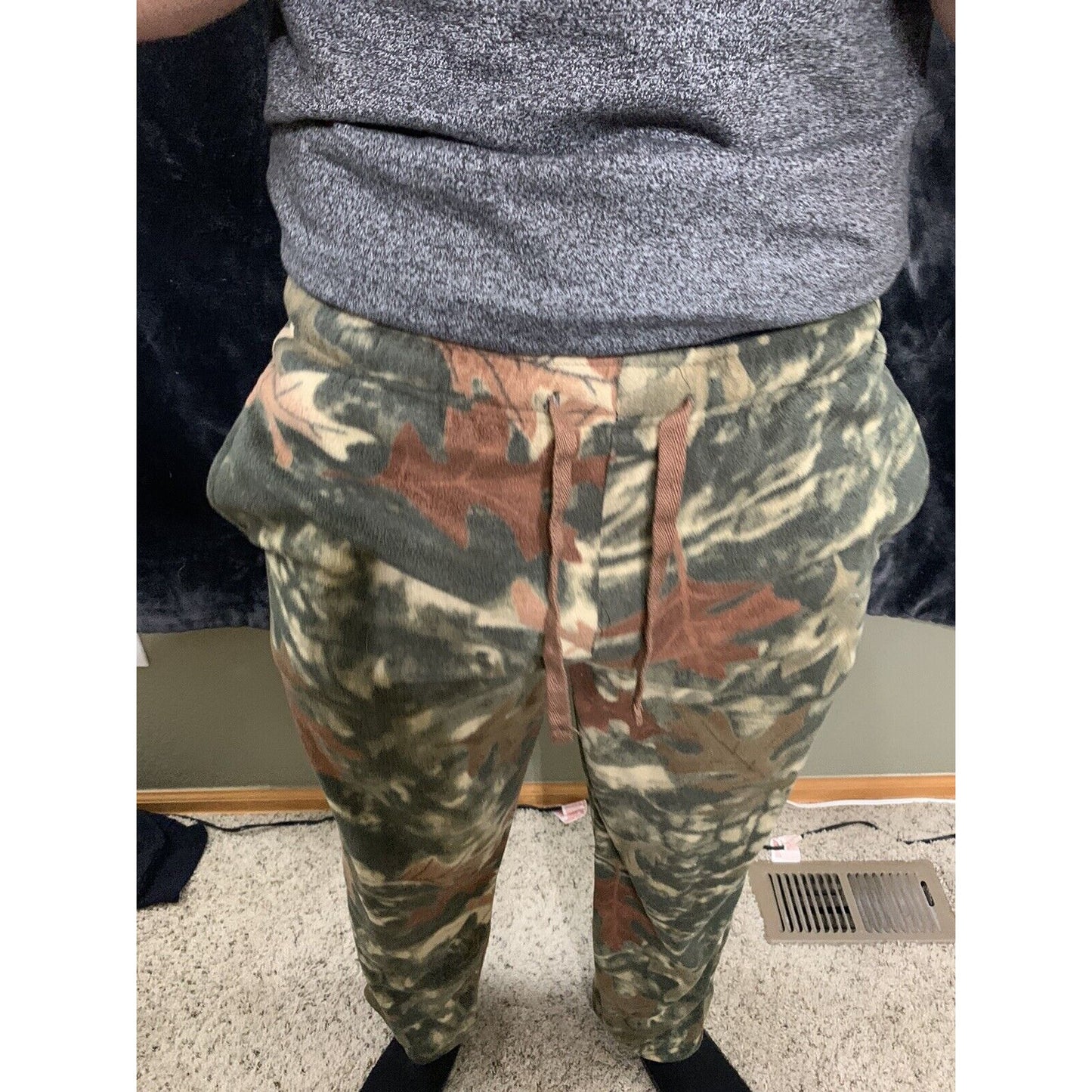 Arctic Trail Men's Fleece Sleep Lounge Pant Camo Leaves Size Medium Polyester