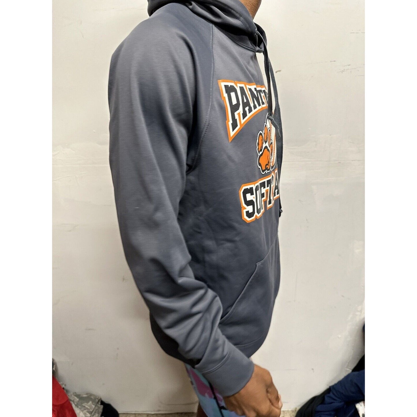 Men’s Panther Softball Gray Hoodie Pullover Large