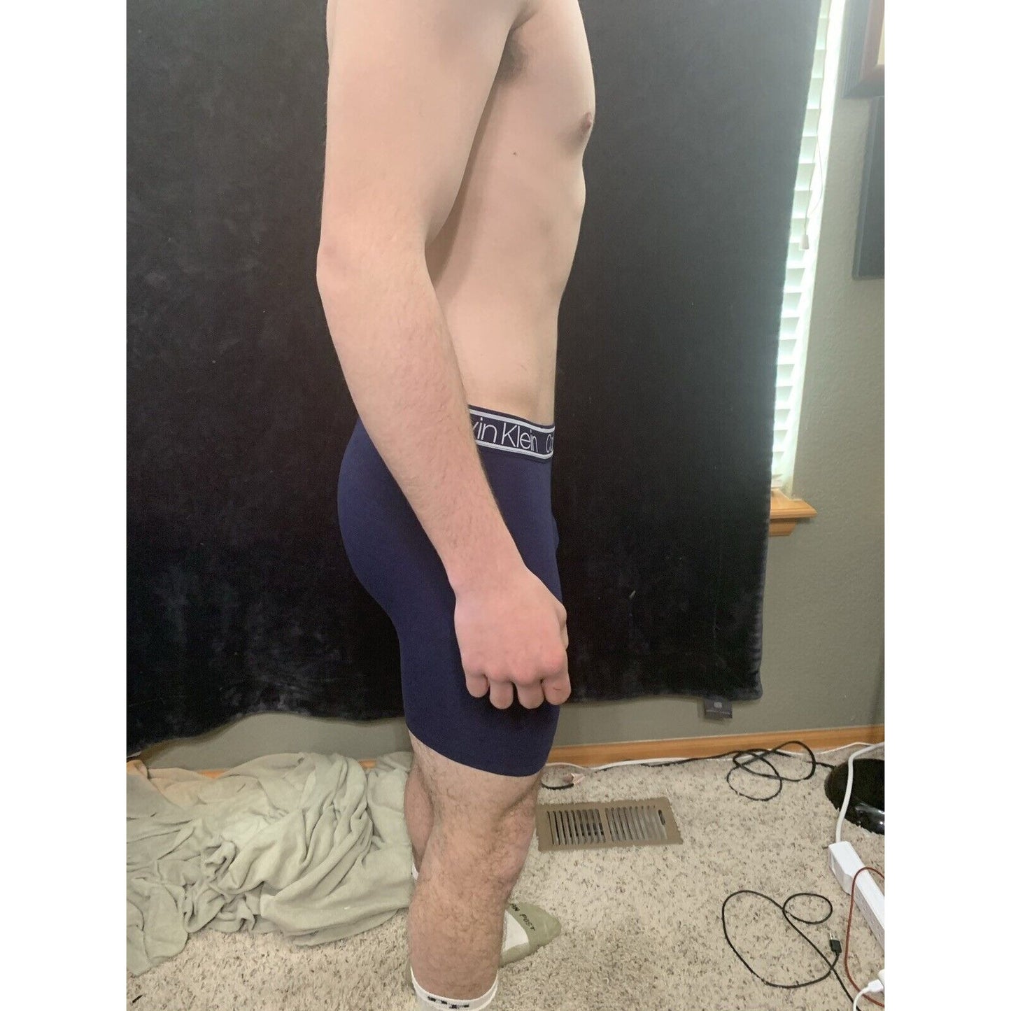 Calvin Klein Blue & White Band Navy Blue Compression Shorts Men’s Medium