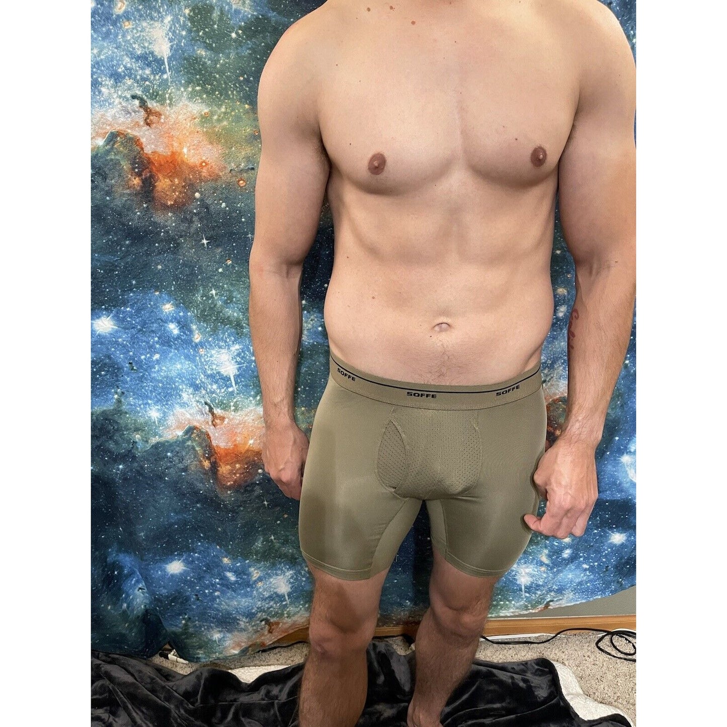 Men’s Athletic Compression Shorts Base Layer Tan Soffe