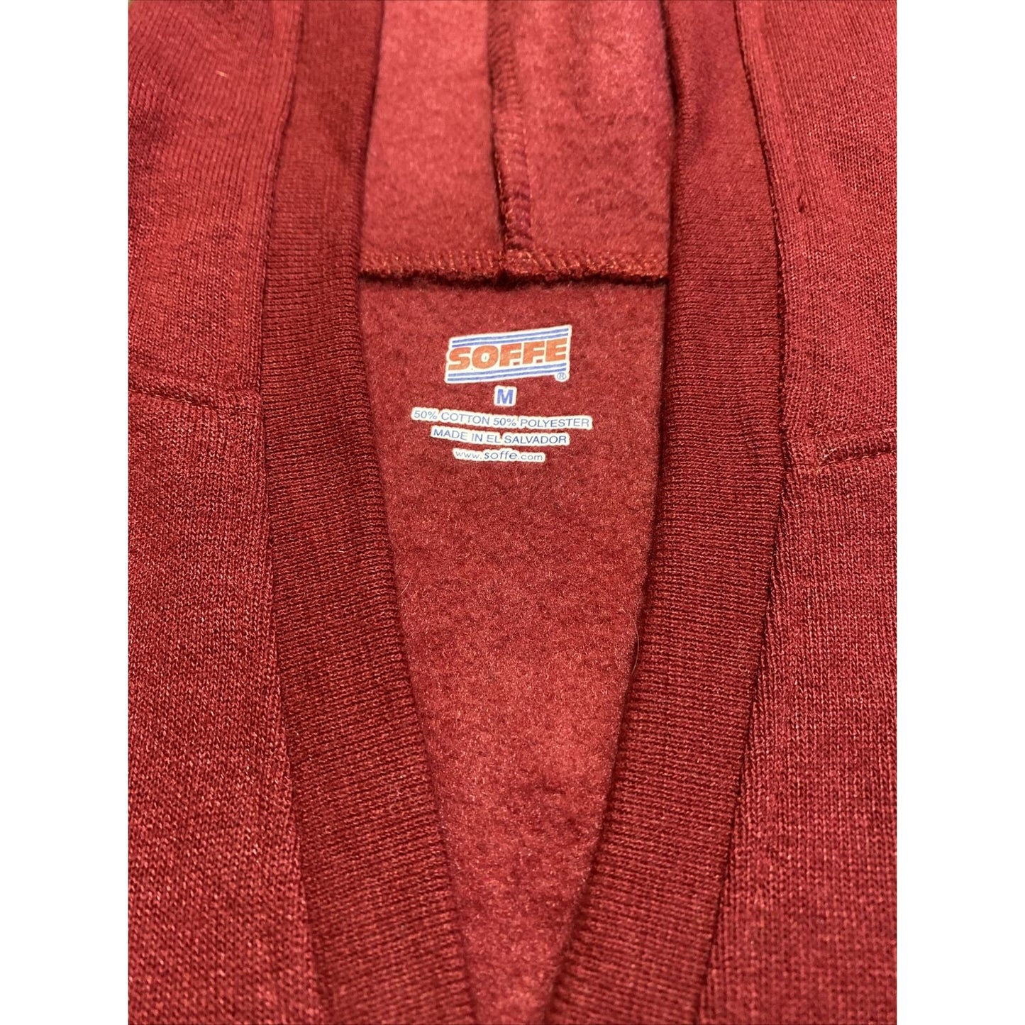 Soffe Men’s Medium Plain Solid Red Cotton-blend Pullover Hooded Sweatshirt