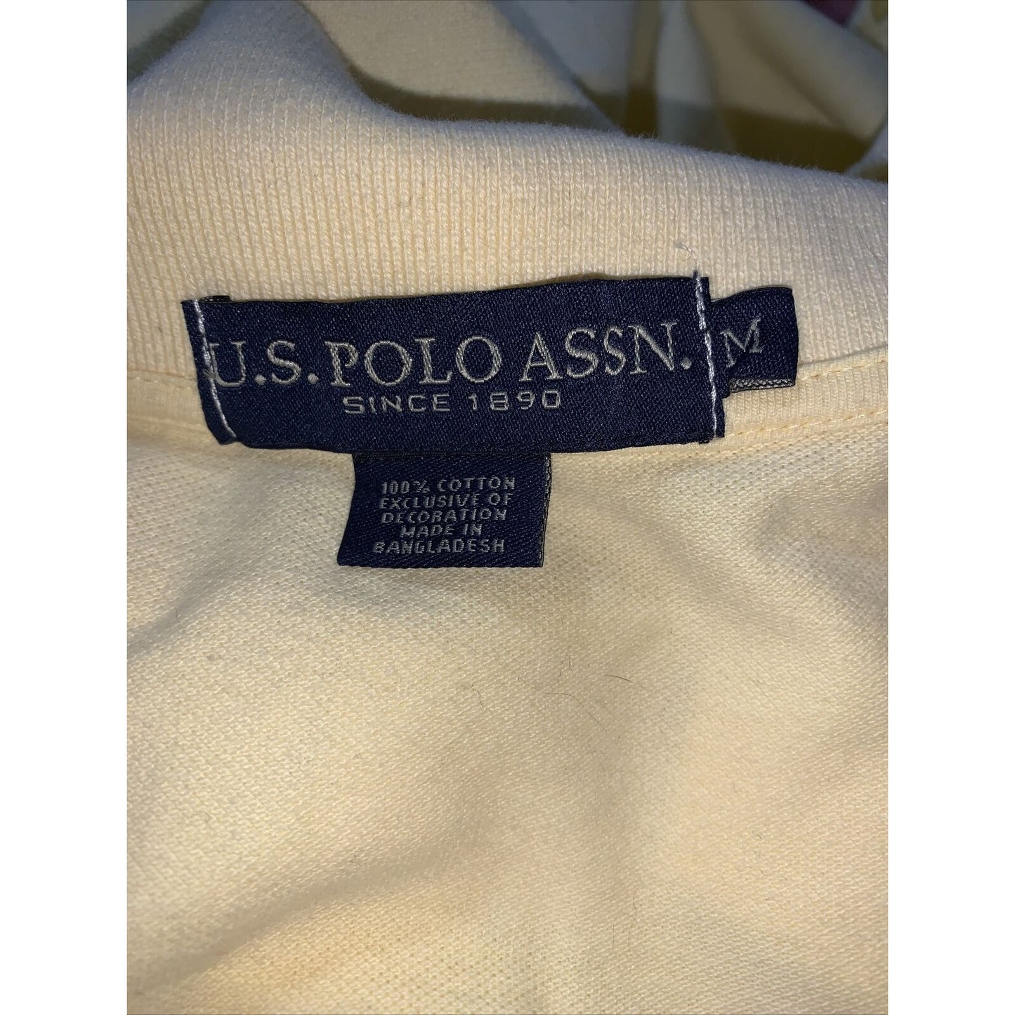U.S. Polo Assn. Mens Light Yellow Polo Shirt Medium Short Sleeve Soft Material