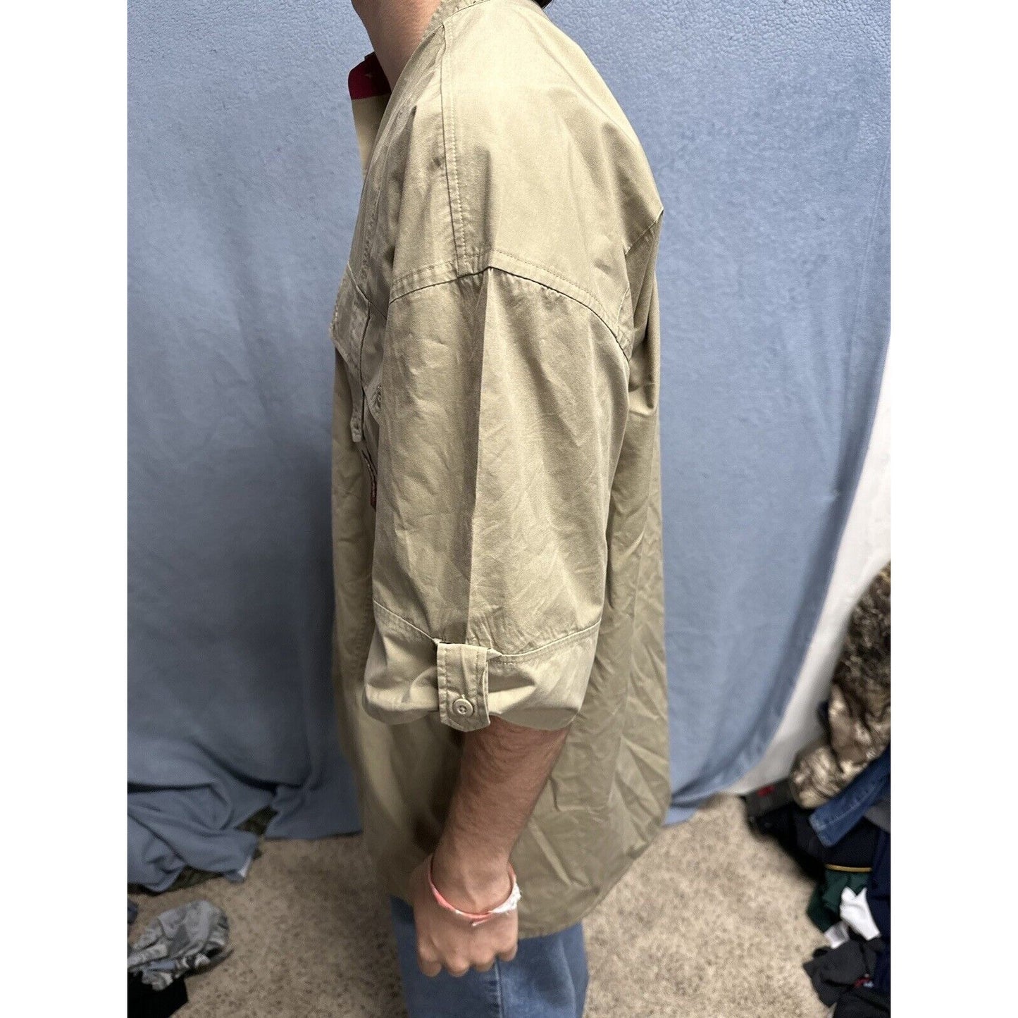 Men’s Khaki Raider Jean Company Large Short Sleeve Button Up Shirt