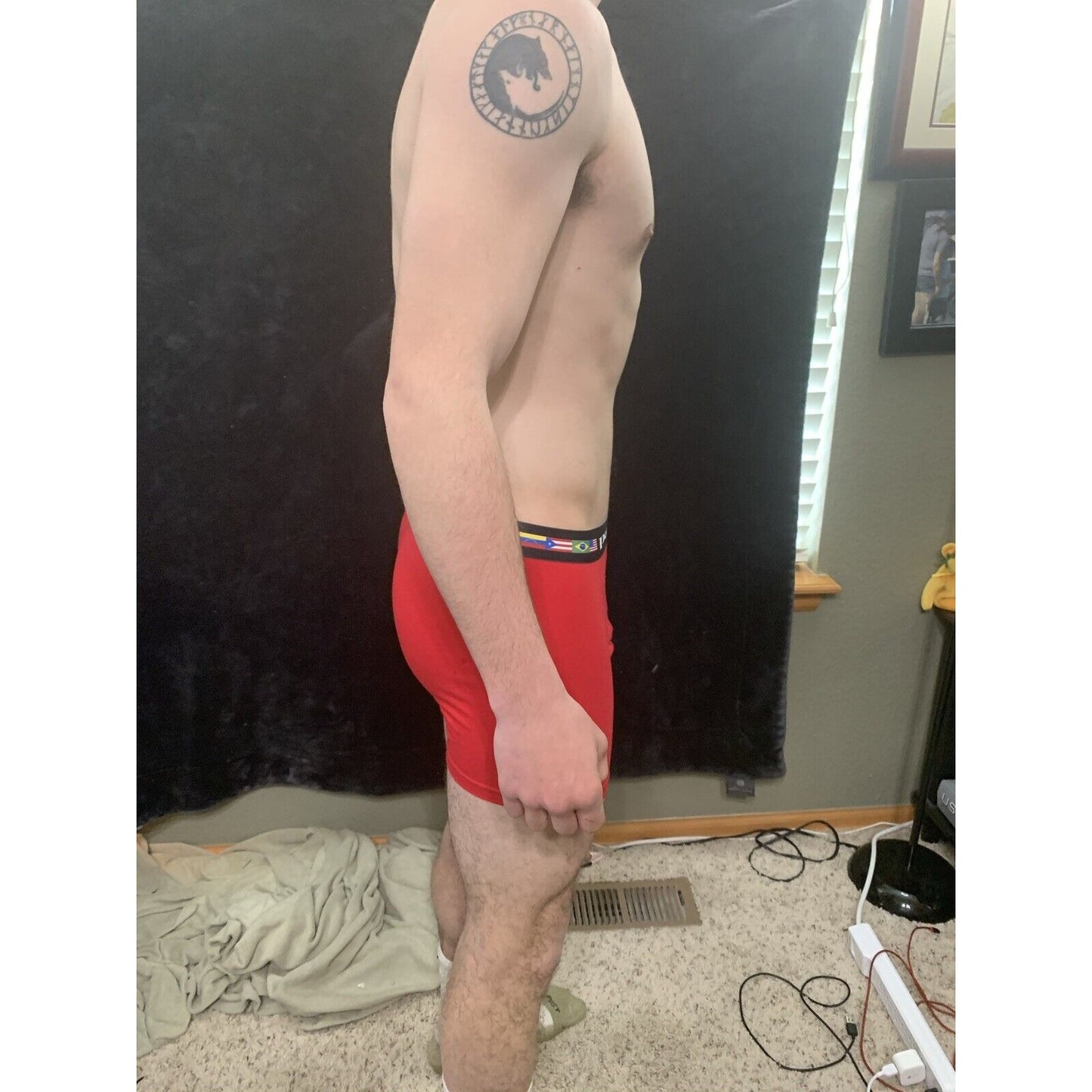 Men’s Papi Medium Boxer Briefs Red 5% Spandex
