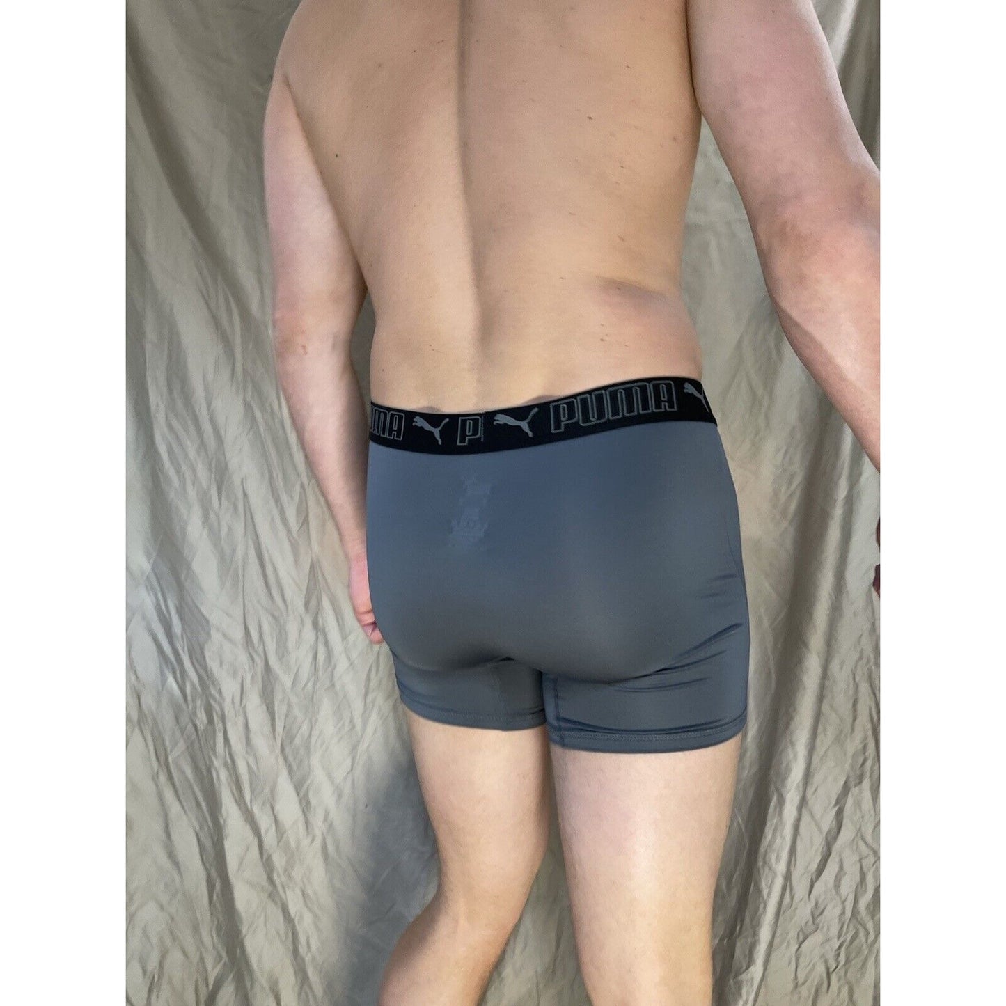 men's puma dark band gray medium compression boxer briefs