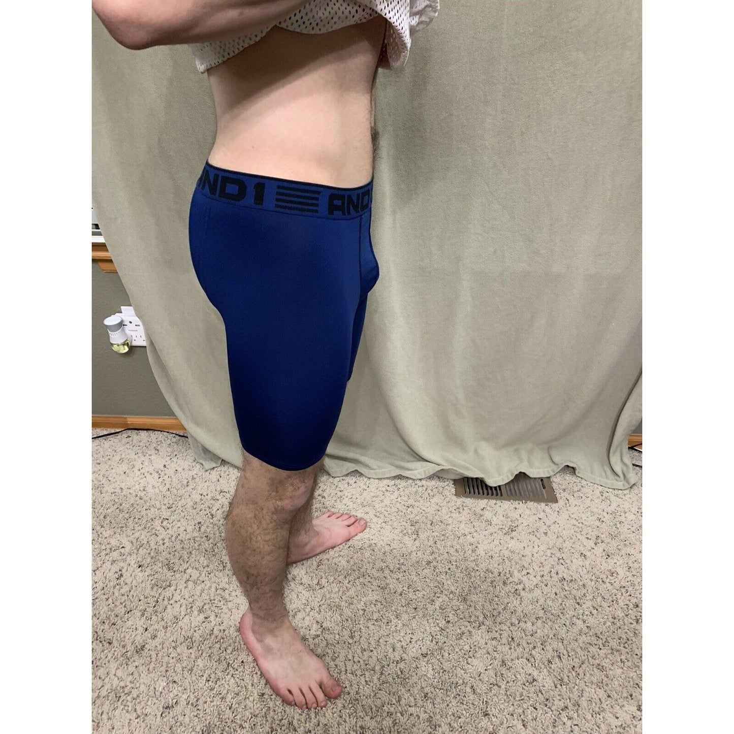 Men’s Blue With Black Band Medium AND1 Compression Performance Boxer Briefs
