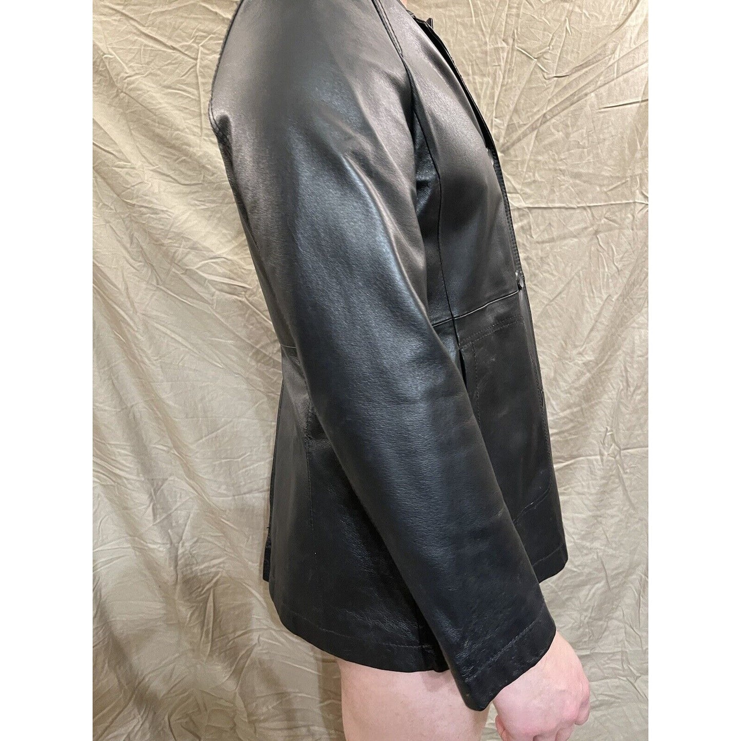 Madison & Max Genuine Leather Coat Size Large Black