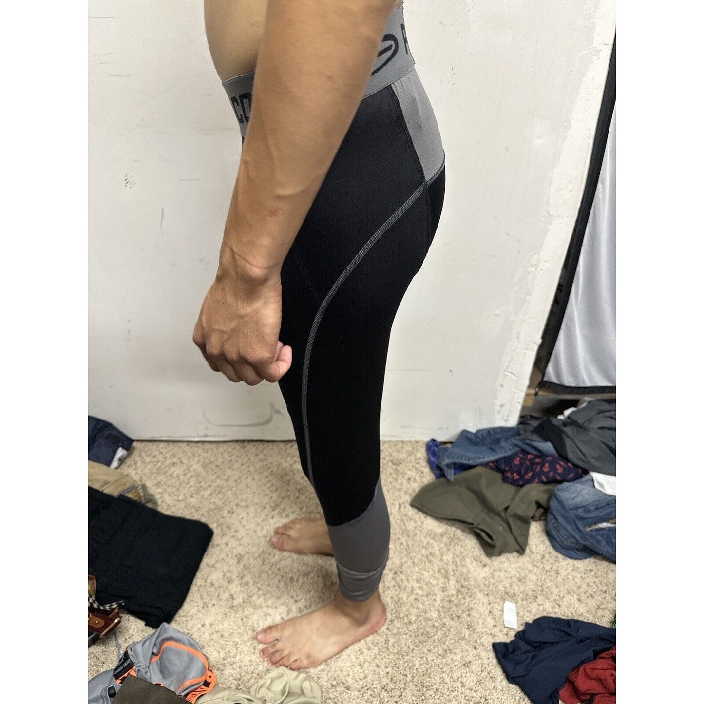 Men’s Champion Duo Dry Medium Black Gray Base Layer Leggings