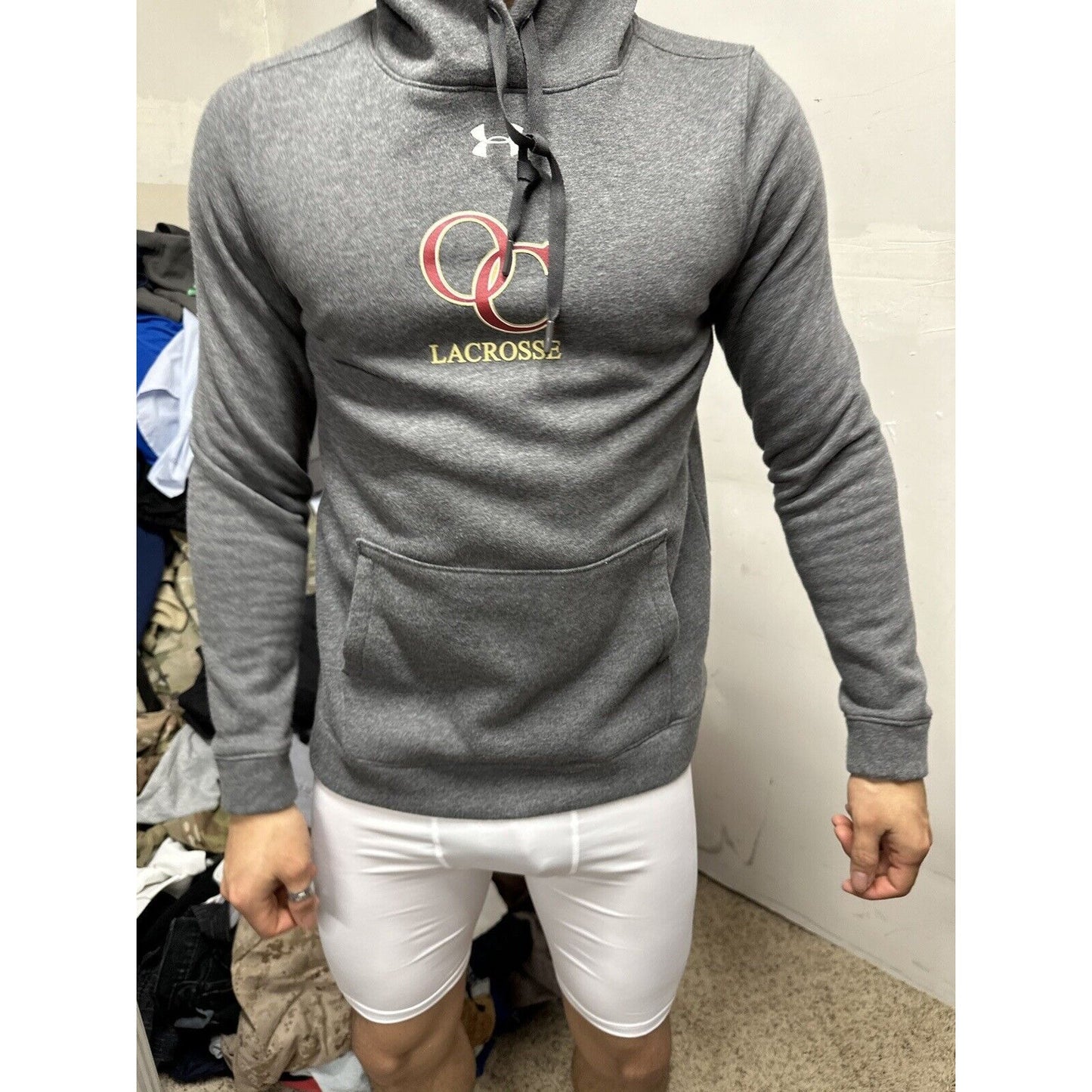 Men’s Gray OC Lacrosse Under Armour Loose Cold Gear Small Hoodie