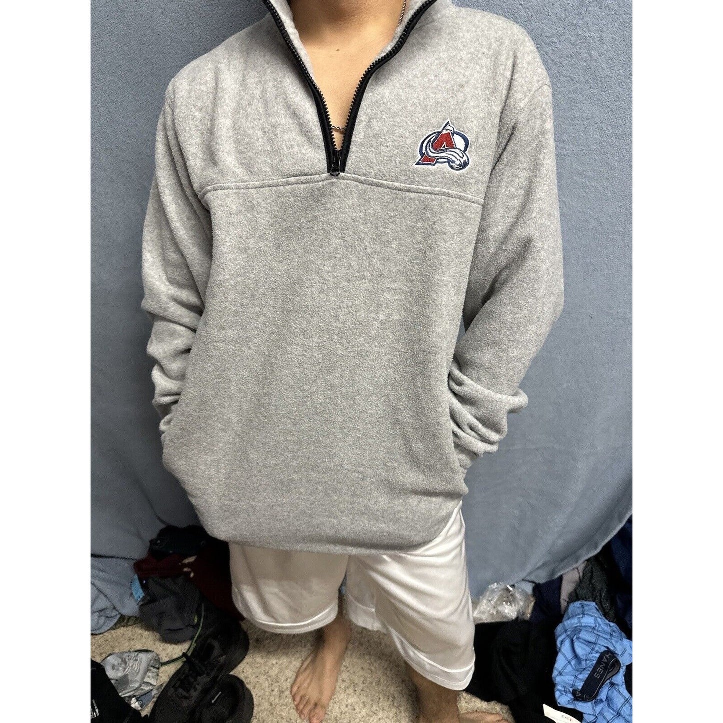 Men’s Gray Proedge Medium Colorado Avalanche 1/4 Zip Pullover Jacket